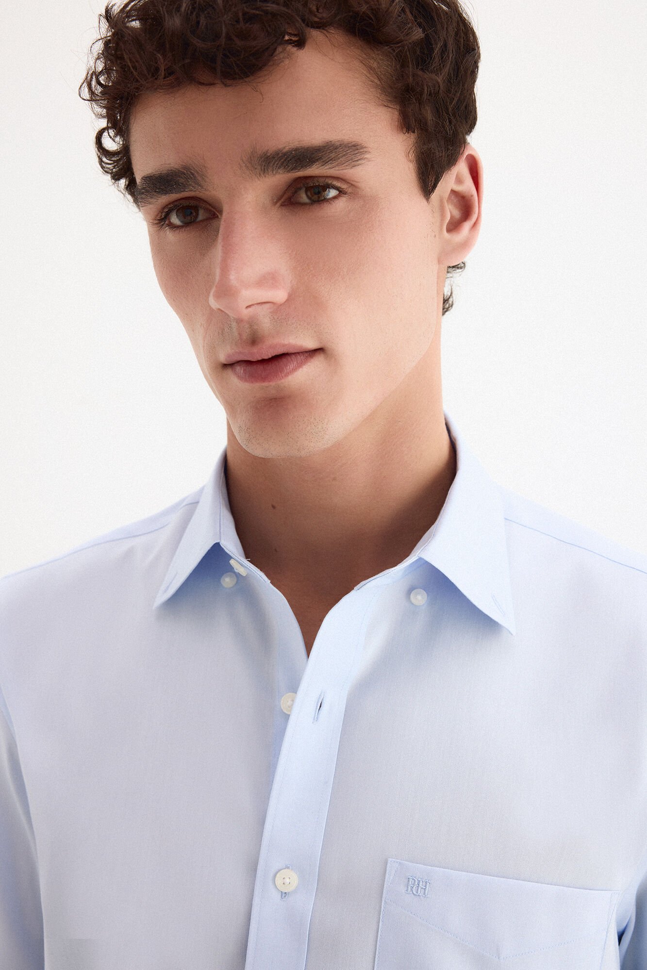 Pedro del Hierro Plain non-iron short sleeve shirt Blue