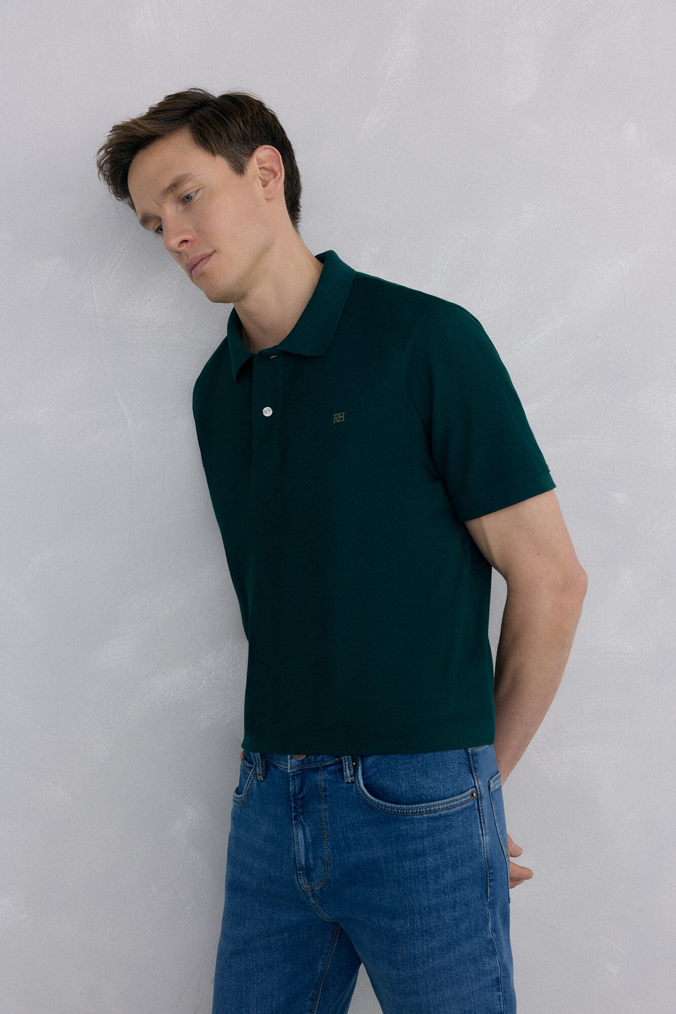 Pedro del Hierro Basic piqu&eacute; polo shirt Green