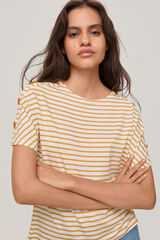 Pedro del Hierro Striped T-shirt with buttons Yellow