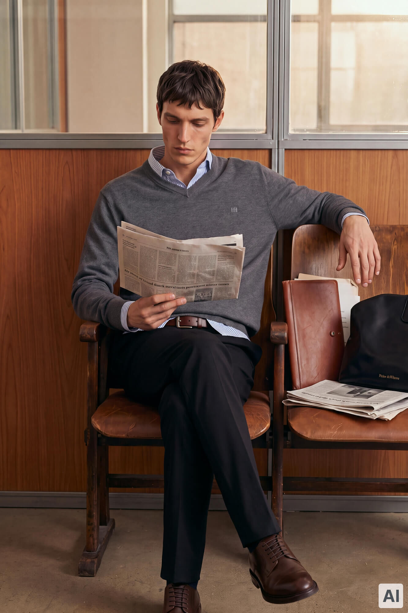 Pedro del Hierro Premium cotton fine knit V-neck jumper