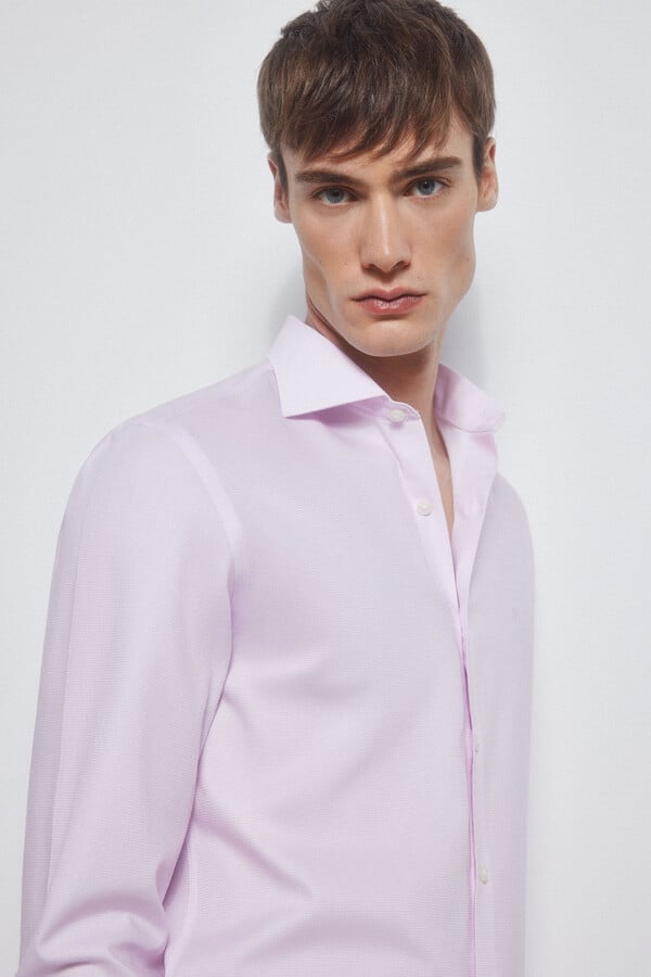 Pedro del Hierro Camisa vestir cuadros non iron + antimanchas Pink