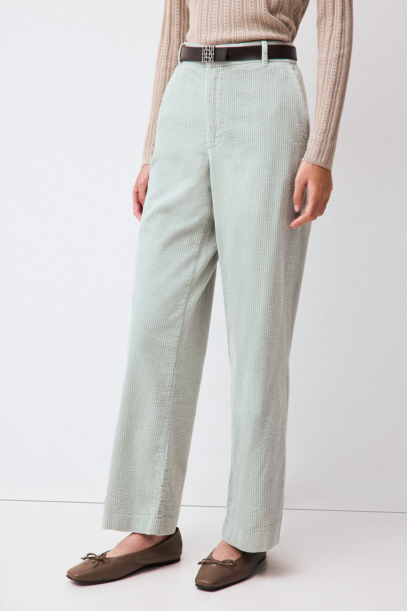 Pedro del Hierro Corduroy wide leg trousers Green