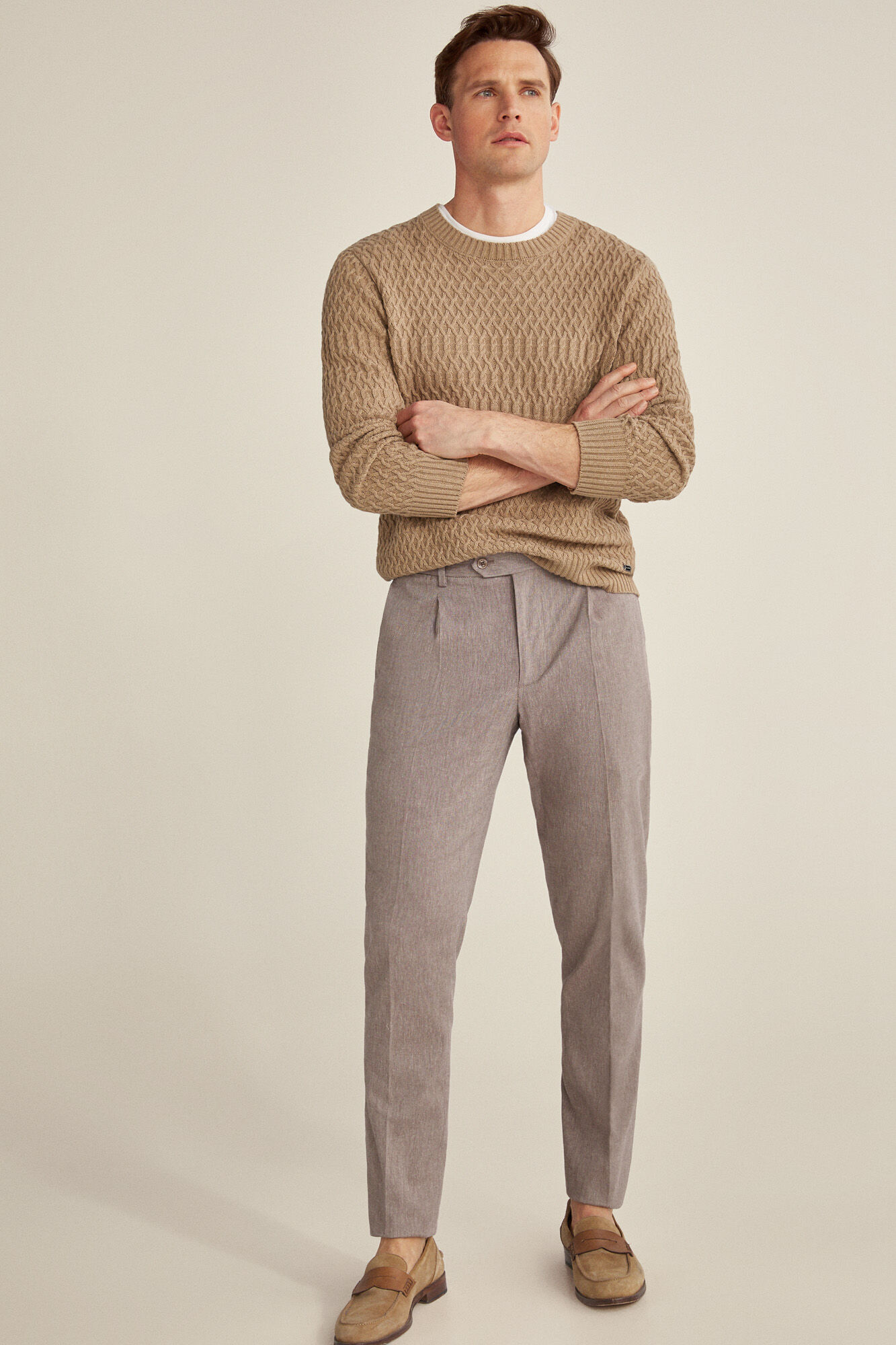 slim linen trousers