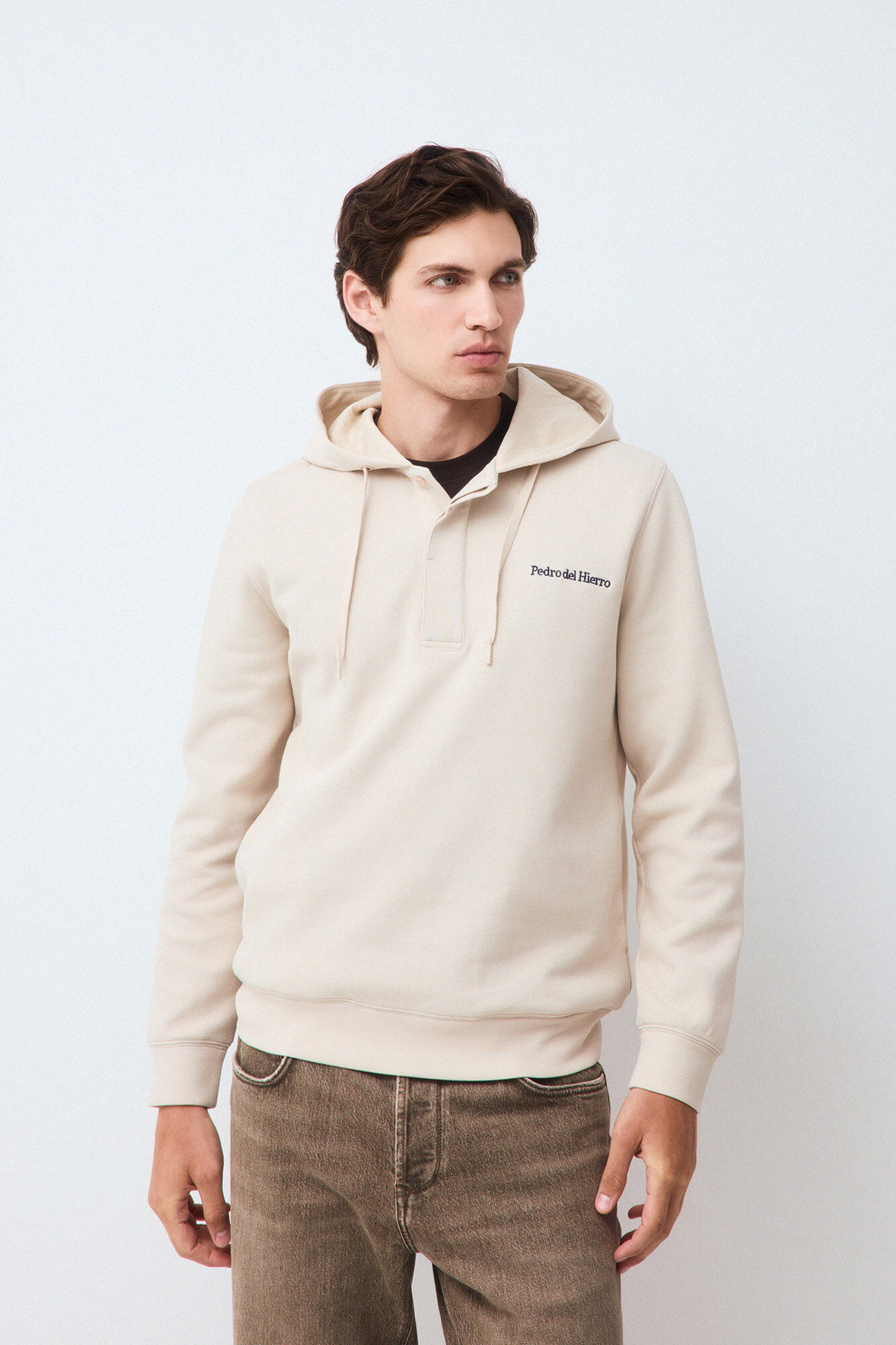 Pedro del Hierro Hooded logo sweatshirt Beige