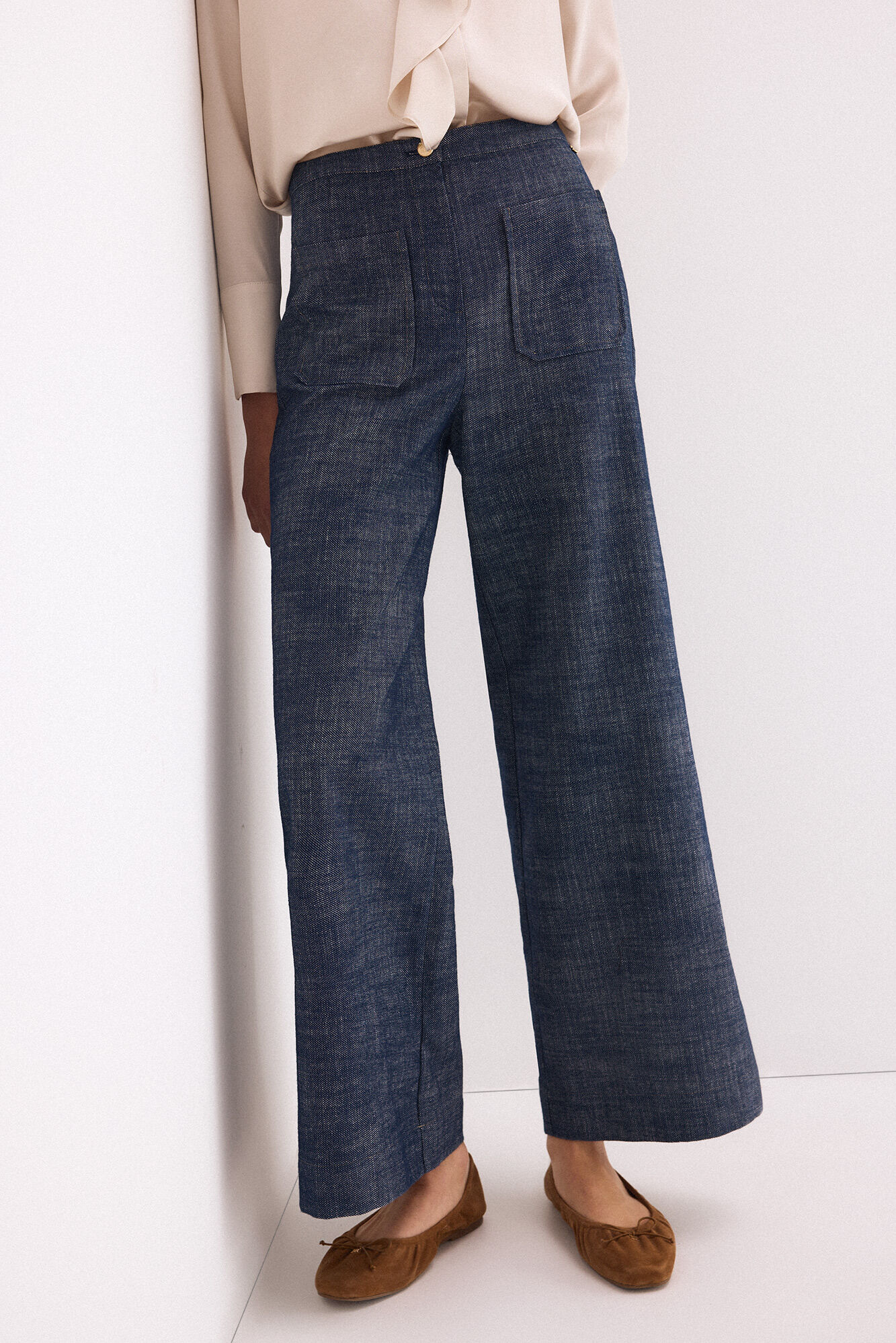 Pedro del Hierro Pantal&oacute;n ancho efecto denim