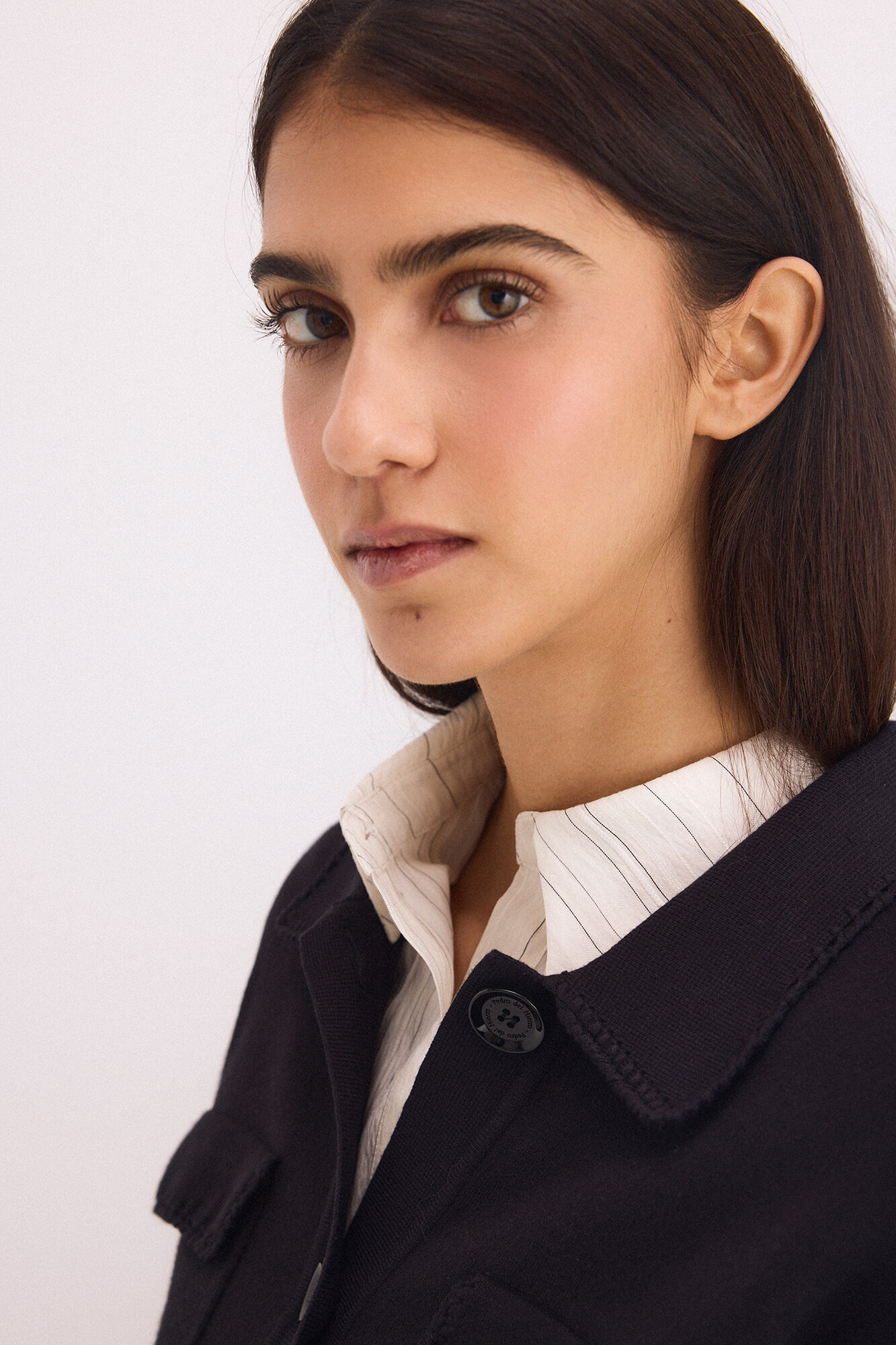 Pedro del Hierro Crochet polo neck jacket Black