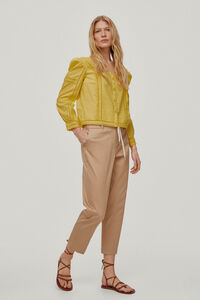 Pedro del Hierro Pintuck and entredeux blouse. Yellow