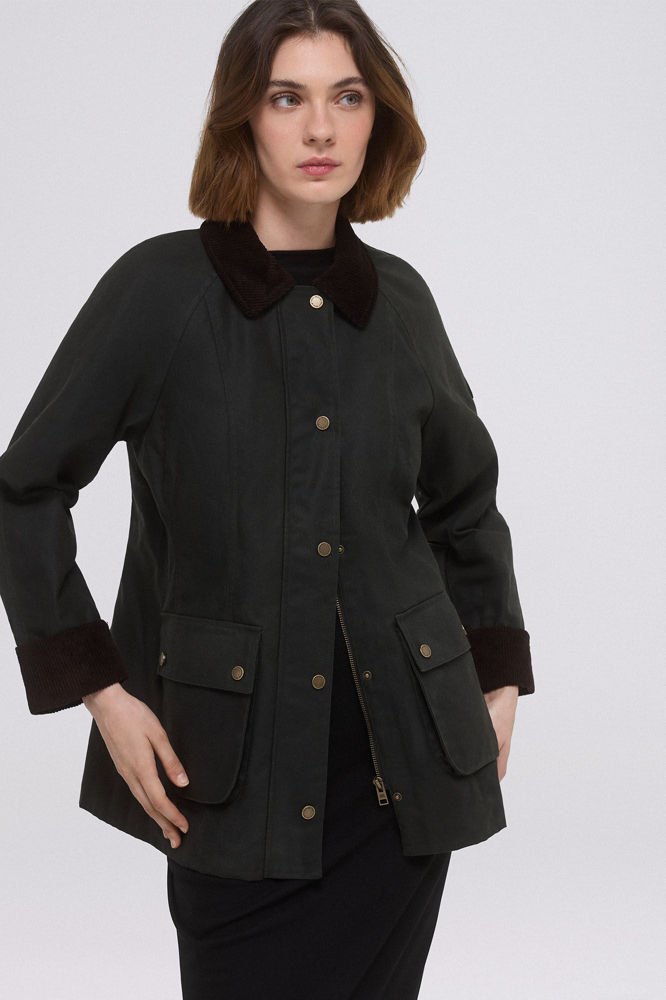 Pedro del Hierro Parka acolchada tejido encerado Marr&oacute;n