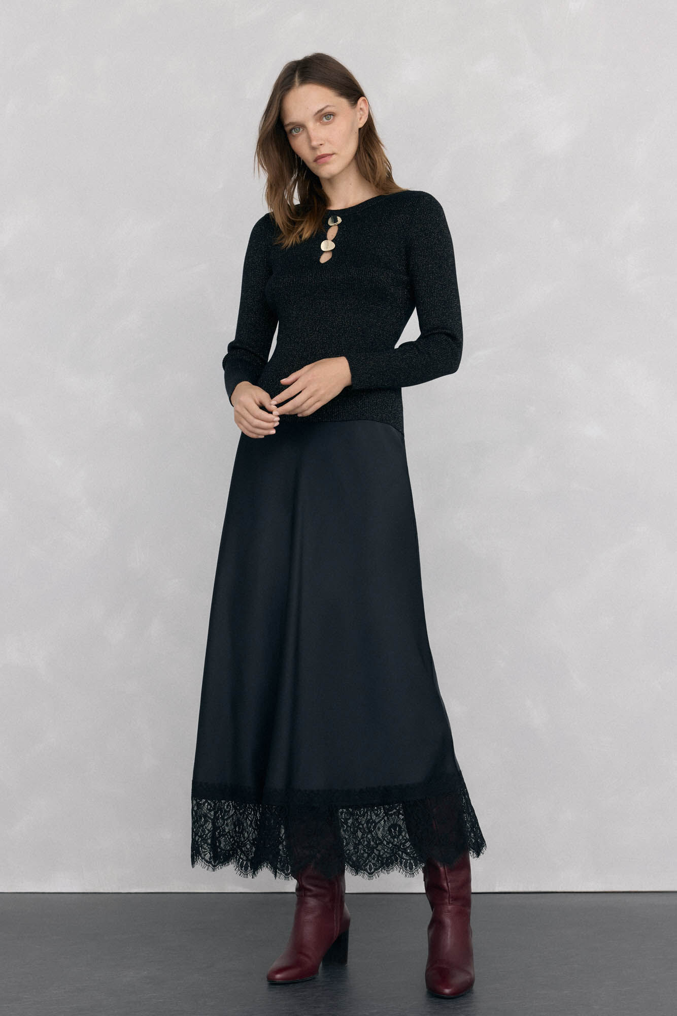 Pedro del Hierro Top de punto brillo aberturas