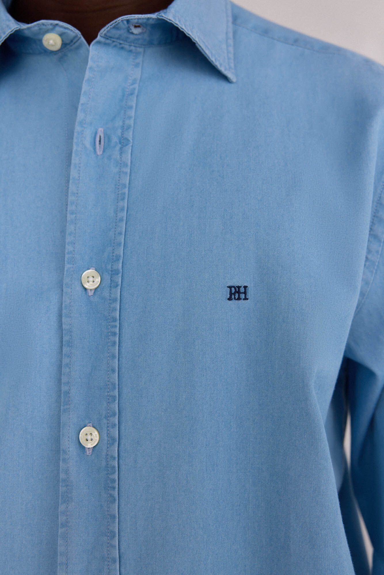 Pedro del Hierro Italian fabric denim shirt Blue