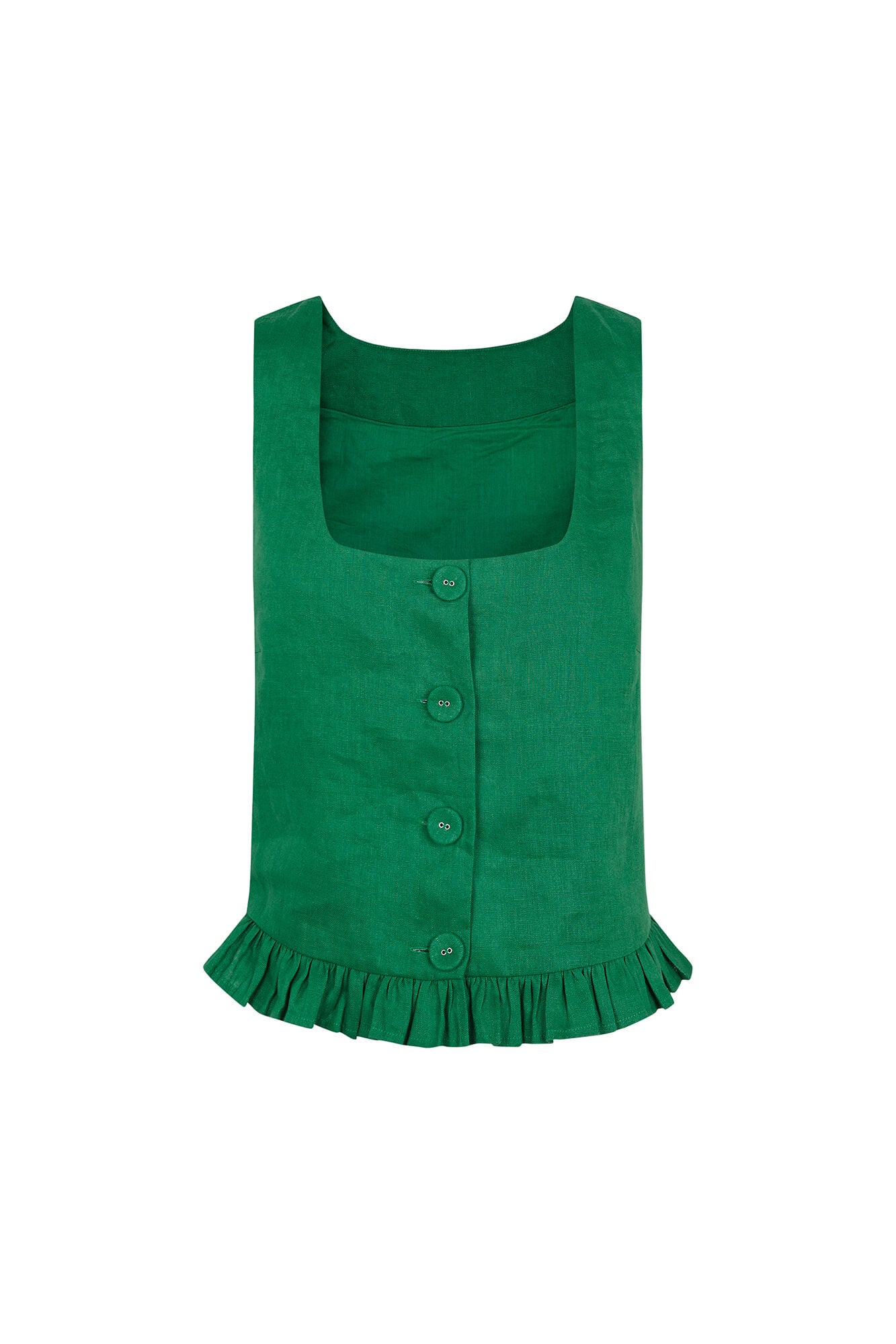 Pedro del Hierro Linen ruffle gilet Green