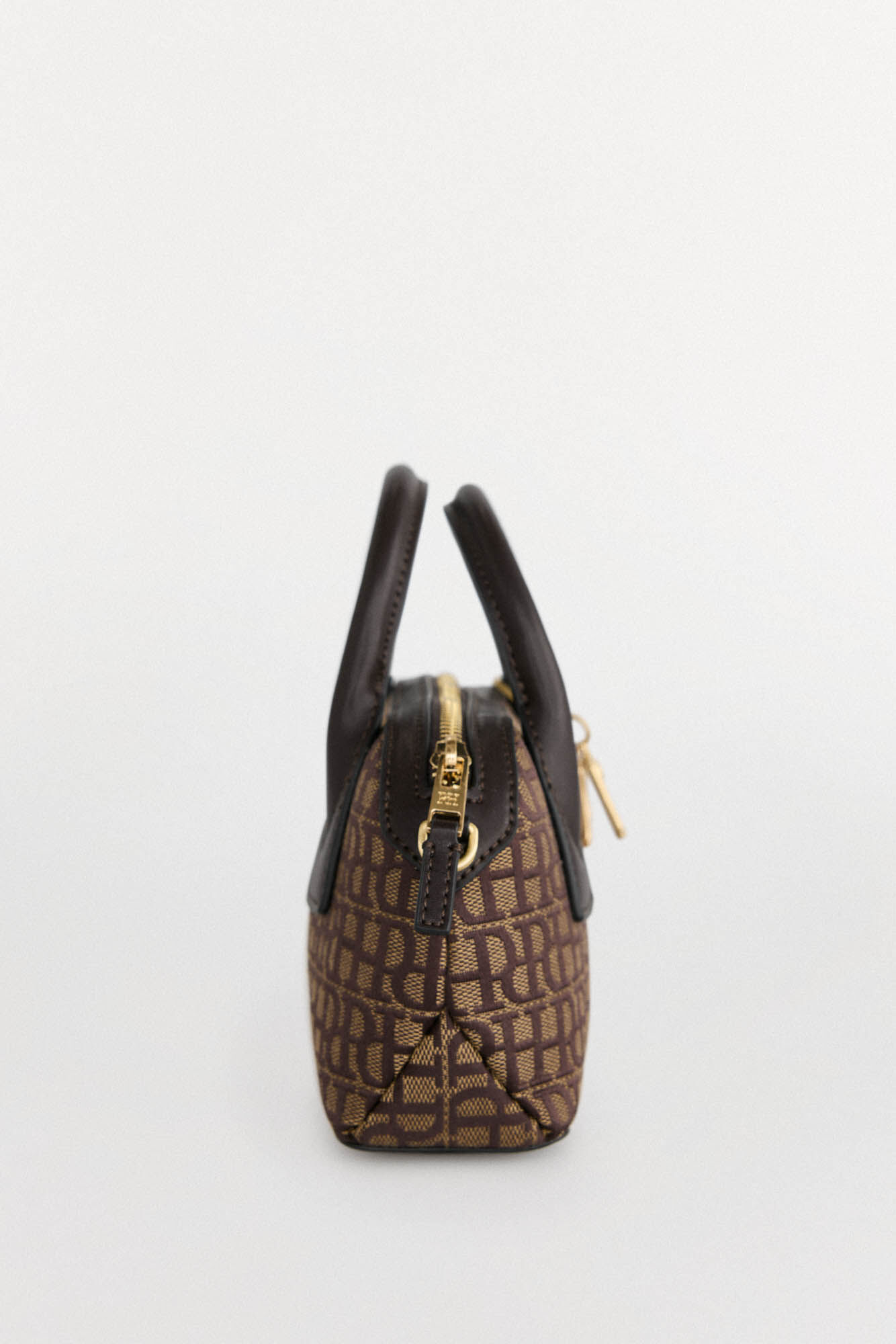 Pedro del Hierro Bolso bowling jacquard mini Marr&oacute;n