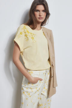Pedro del Hierro Embroidered short-sleeved t-shirt Yellow