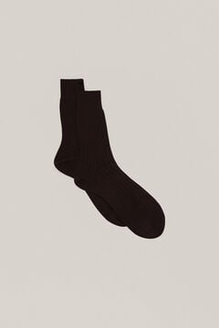 Pedro del Hierro Plain ribbed socks Brown