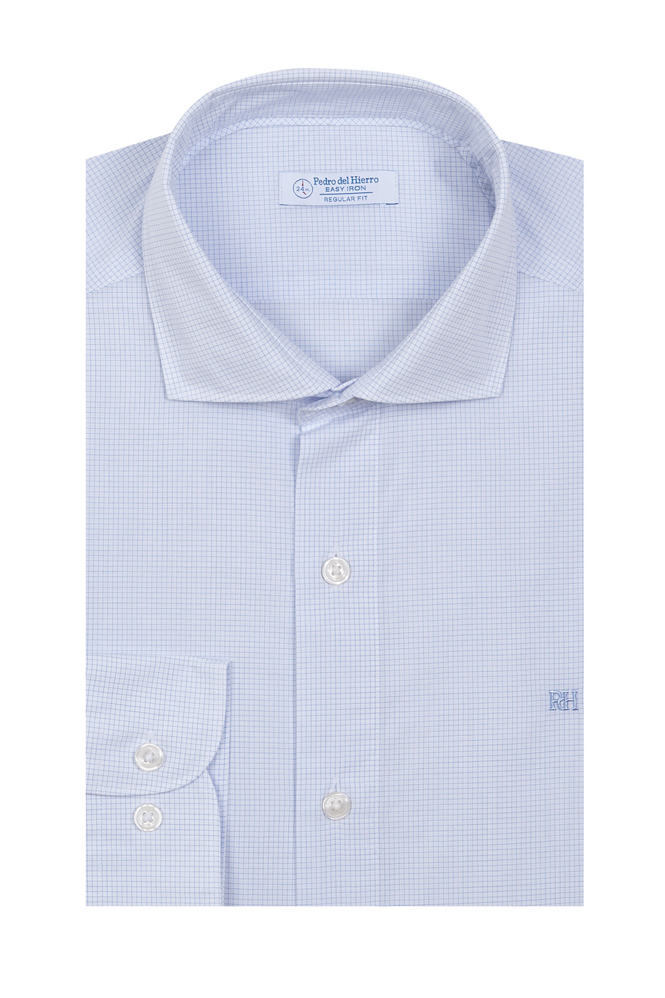 Pedro del Hierro Plaid non-iron + anti-stain slim fit dress shirt Blue