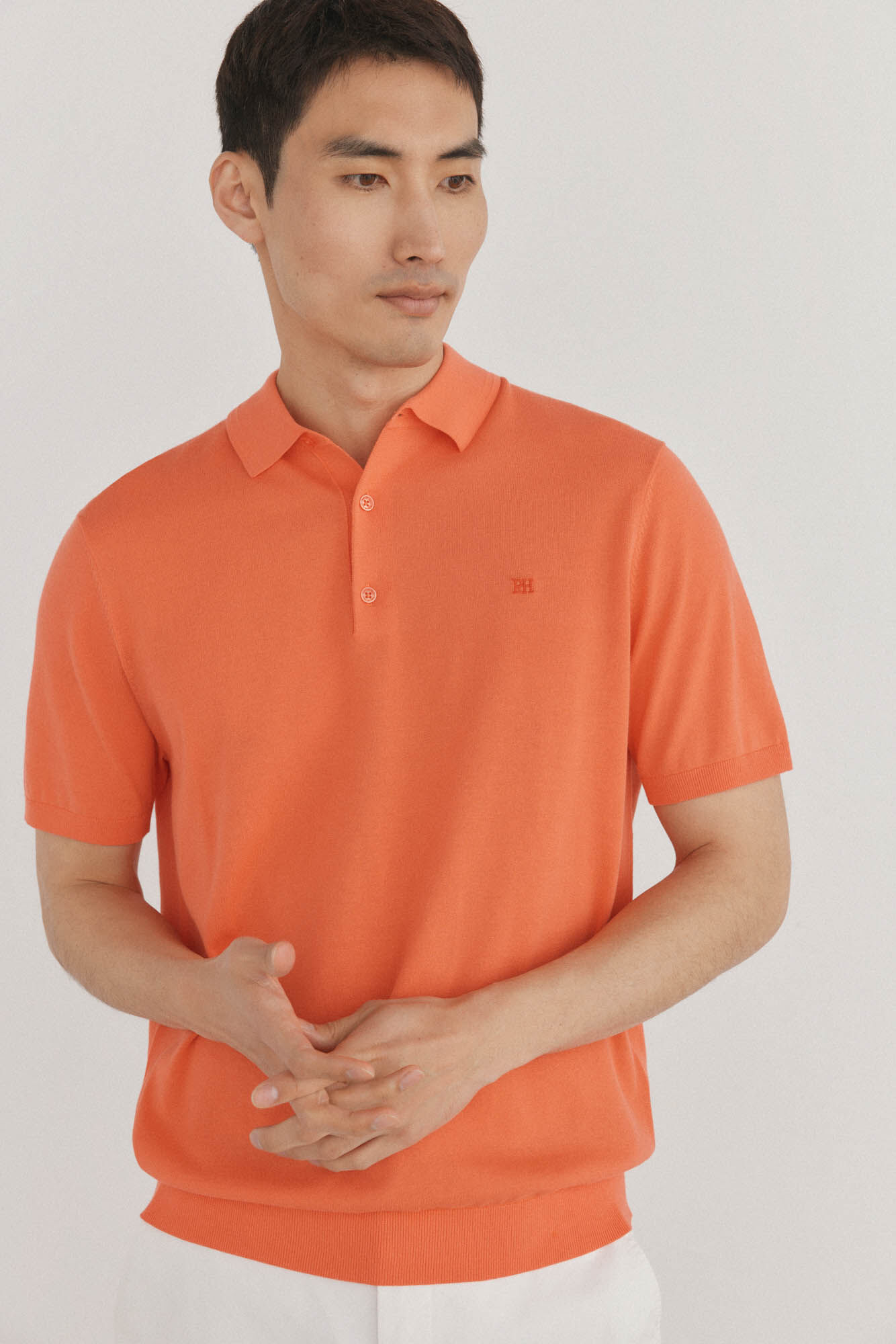 Pedro del Hierro Premium short sleeve cotton polo shirt jersey Orange
