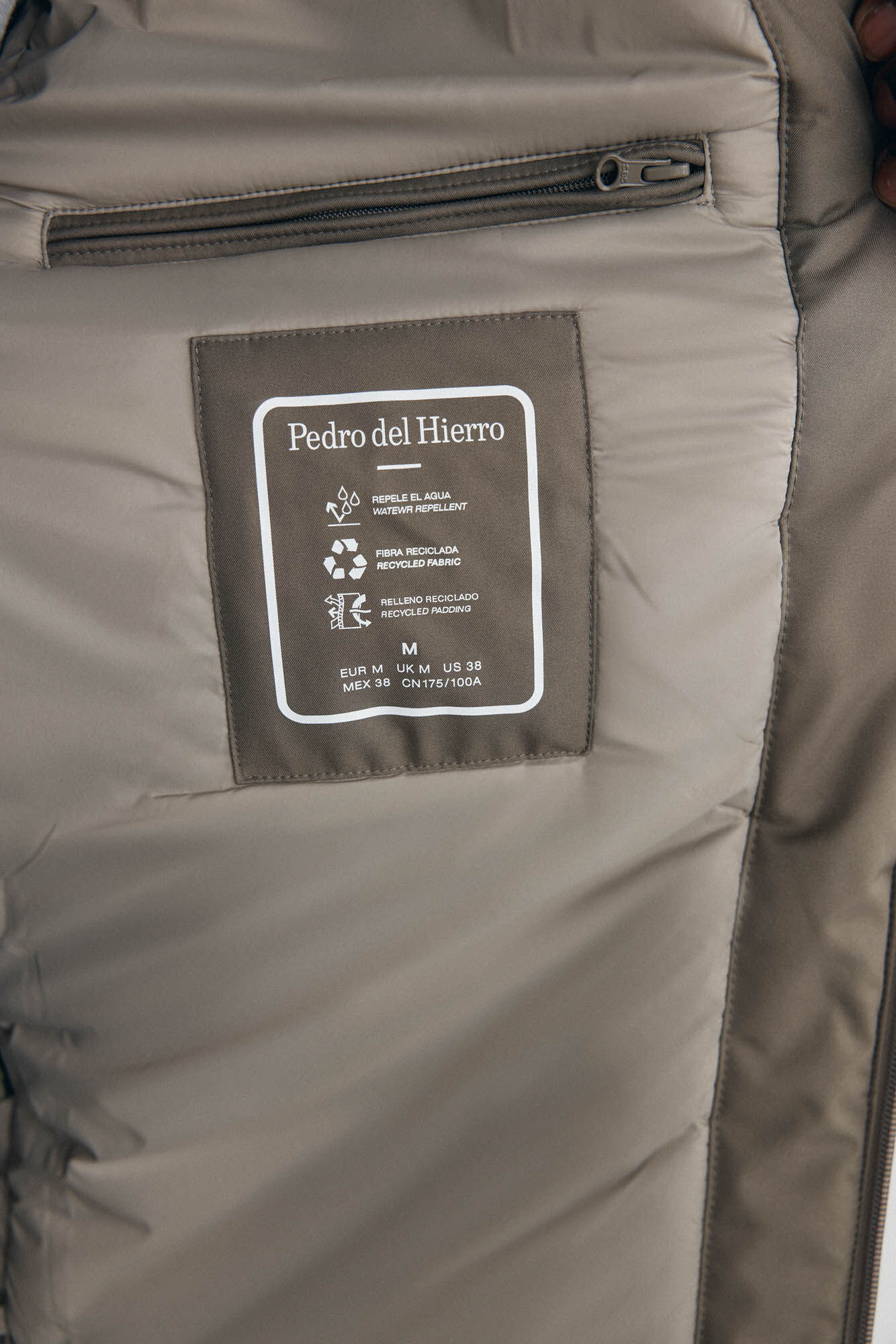 Pedro del Hierro Jaqueta com fecho-&eacute;clair e capuz Beige