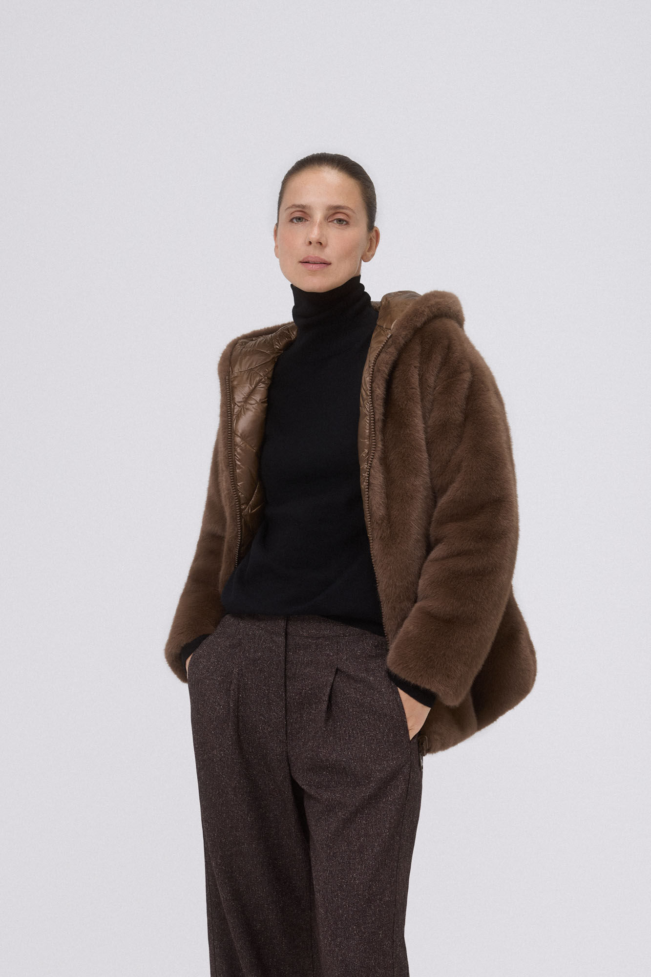 Pedro del Hierro Reversible fur parka Brown