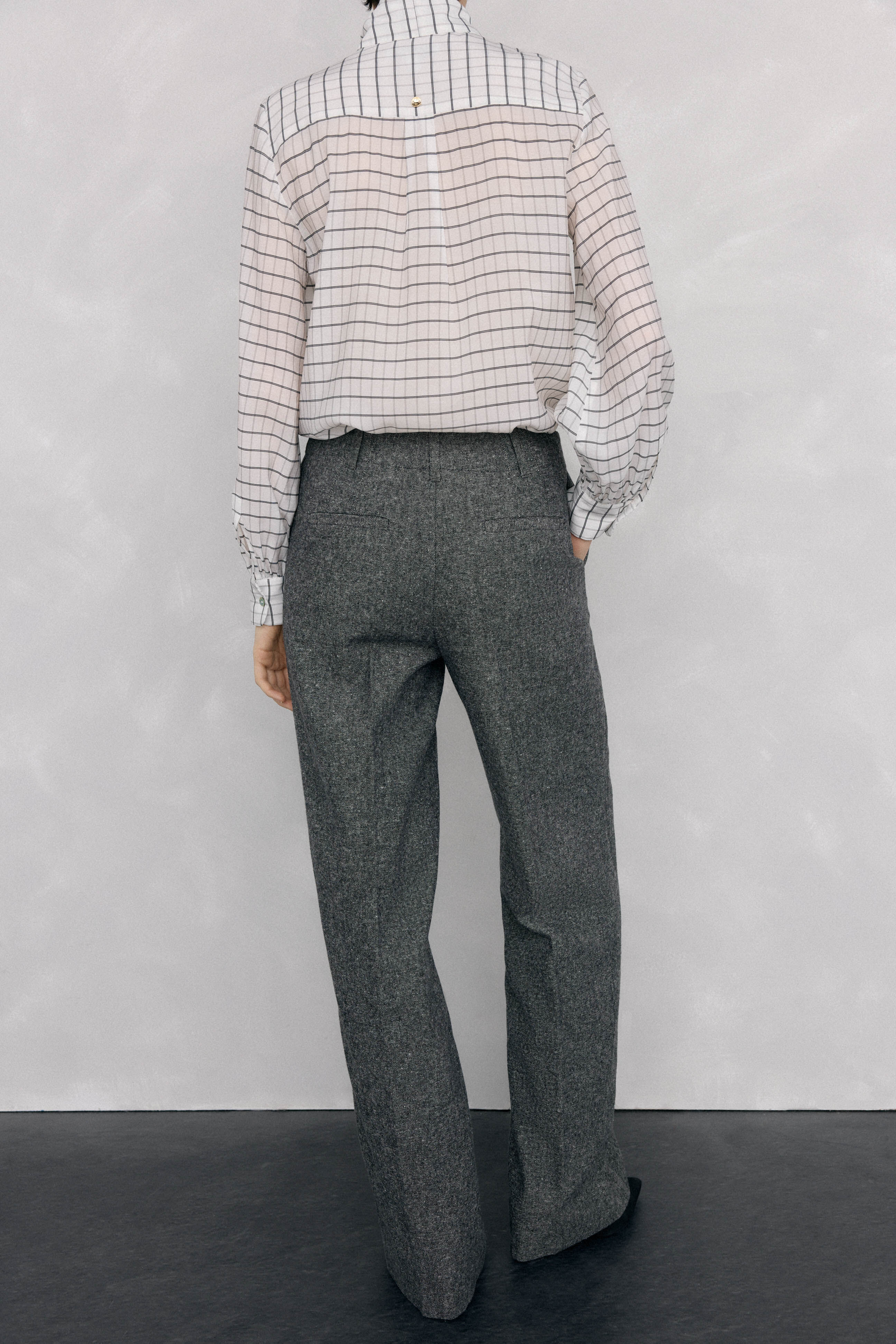 Pedro del Hierro Straight cheviot trousers Grey