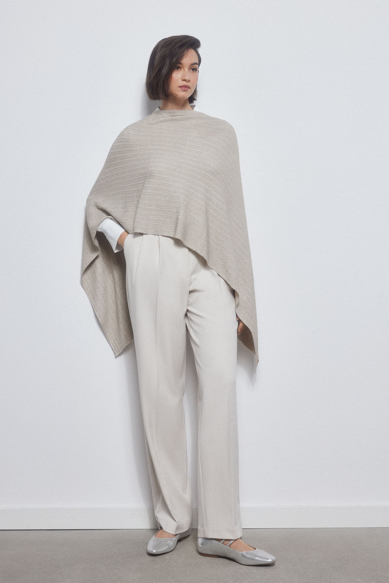 Pedro del Hierro Capa de malha canelada brilho Marrom