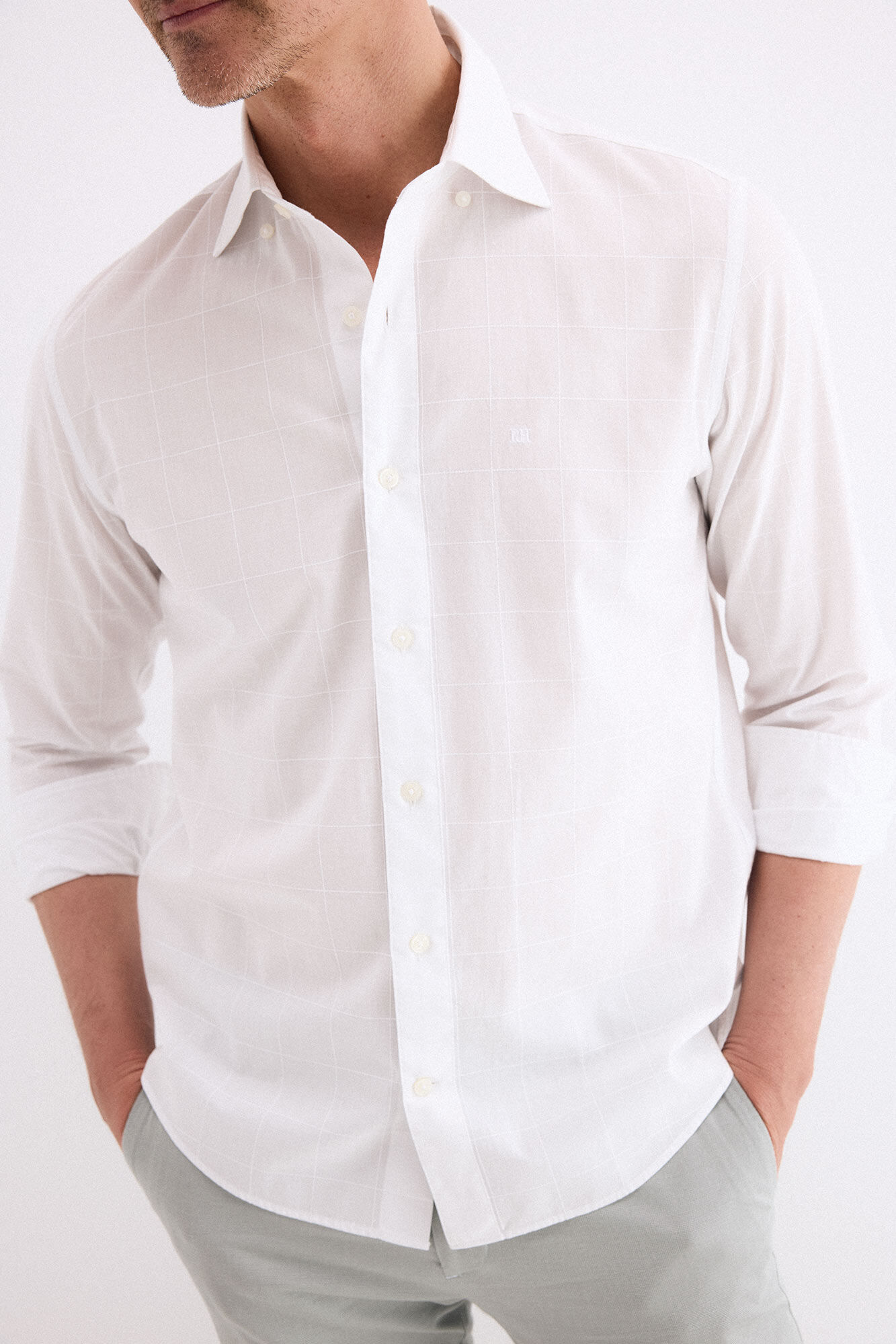 Pedro del Hierro Poplin textured checked shirt