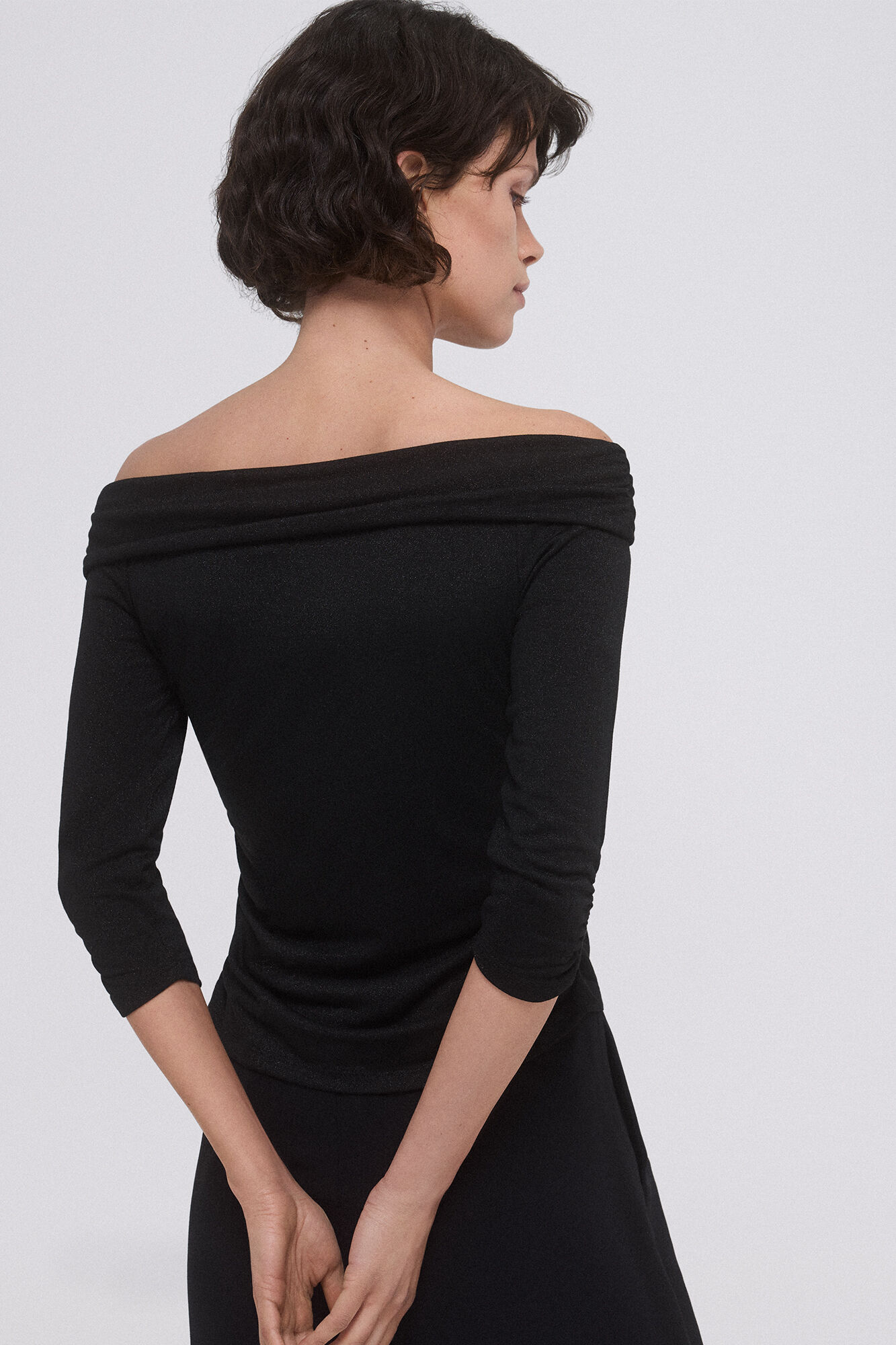 Pedro del Hierro Lurex off-shoulder t-shirt Black
