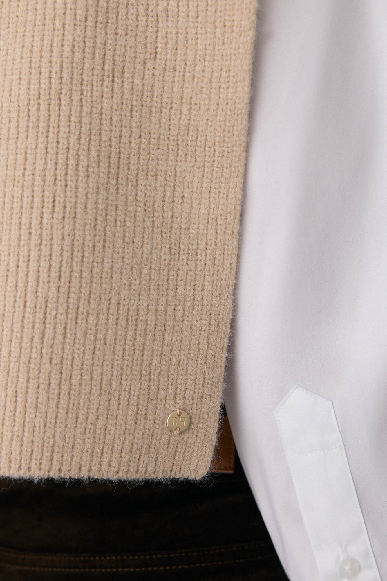 Pedro del Hierro Cachecol malha canelada Beige