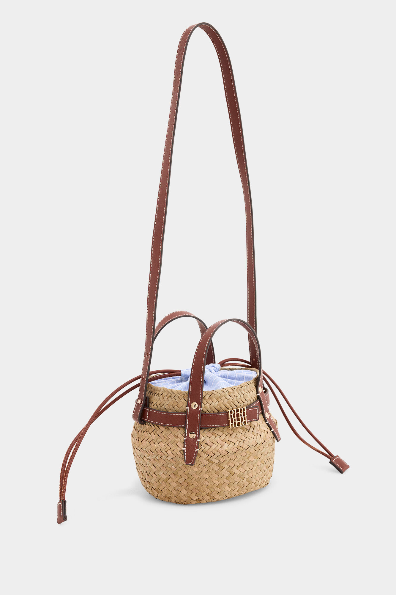 Pedro del Hierro Raffia-effect bucket bag Black