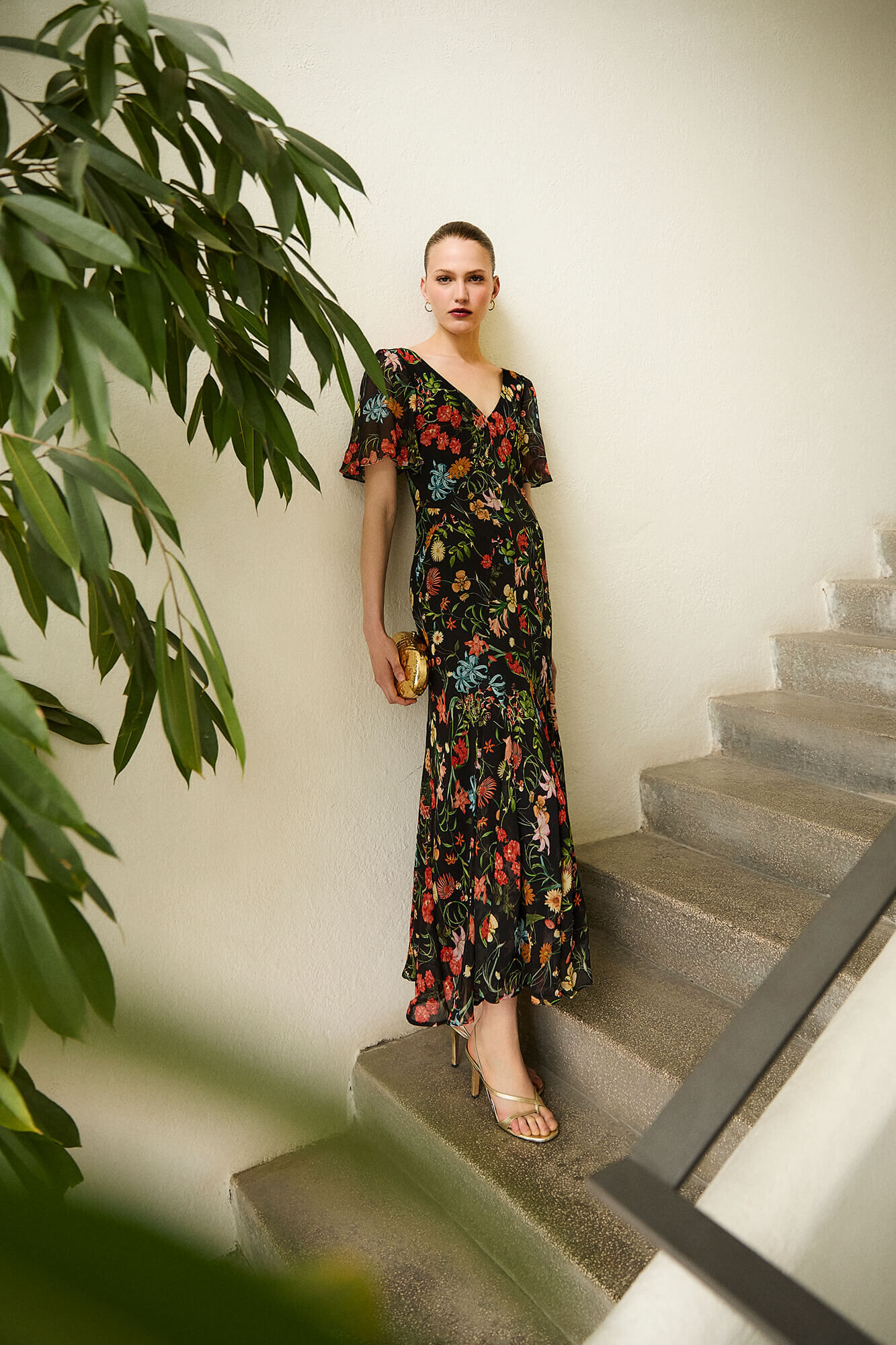 Pedro del Hierro Long printed dress with slits