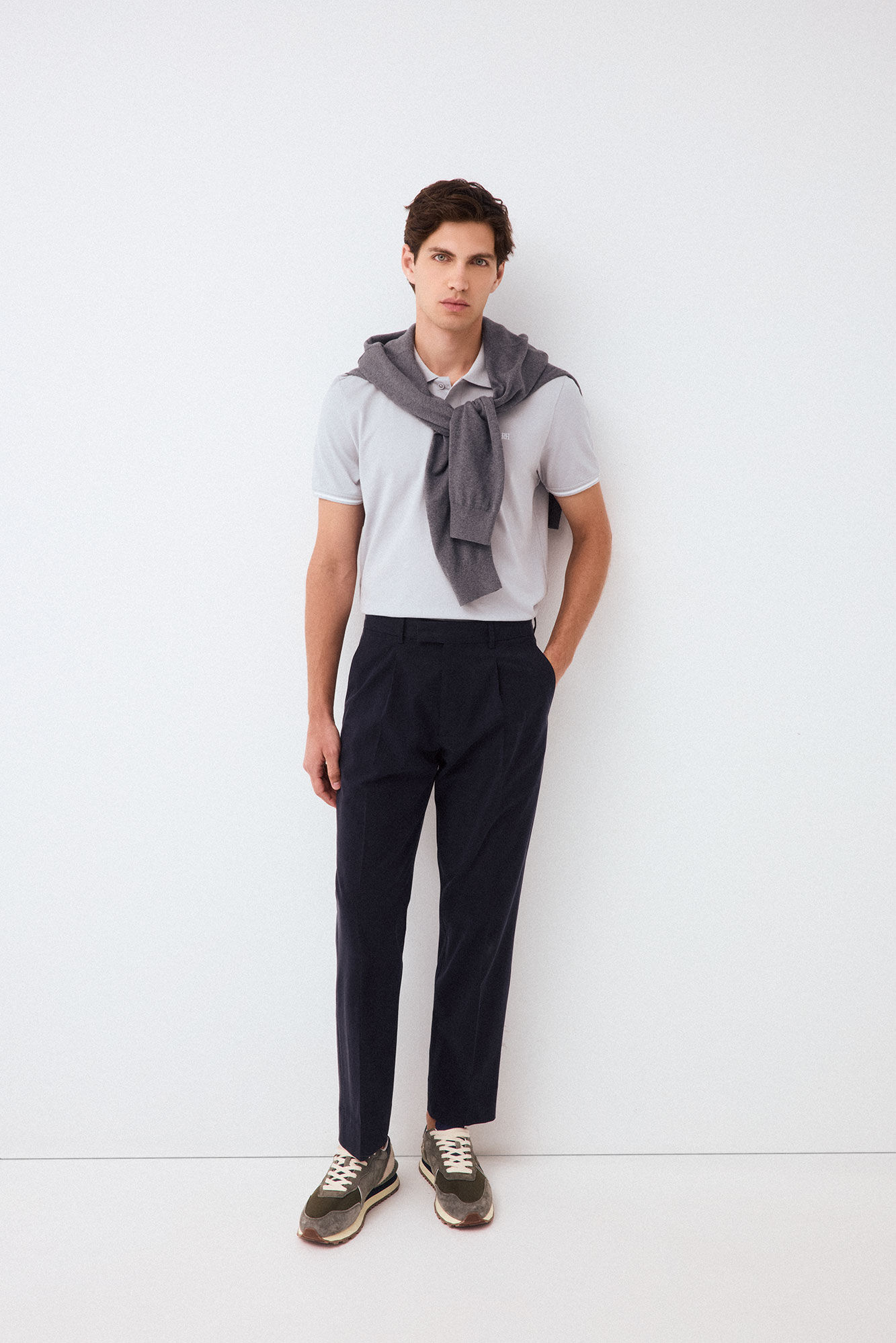 Pedro del Hierro Tapered cotton-tencel chinos