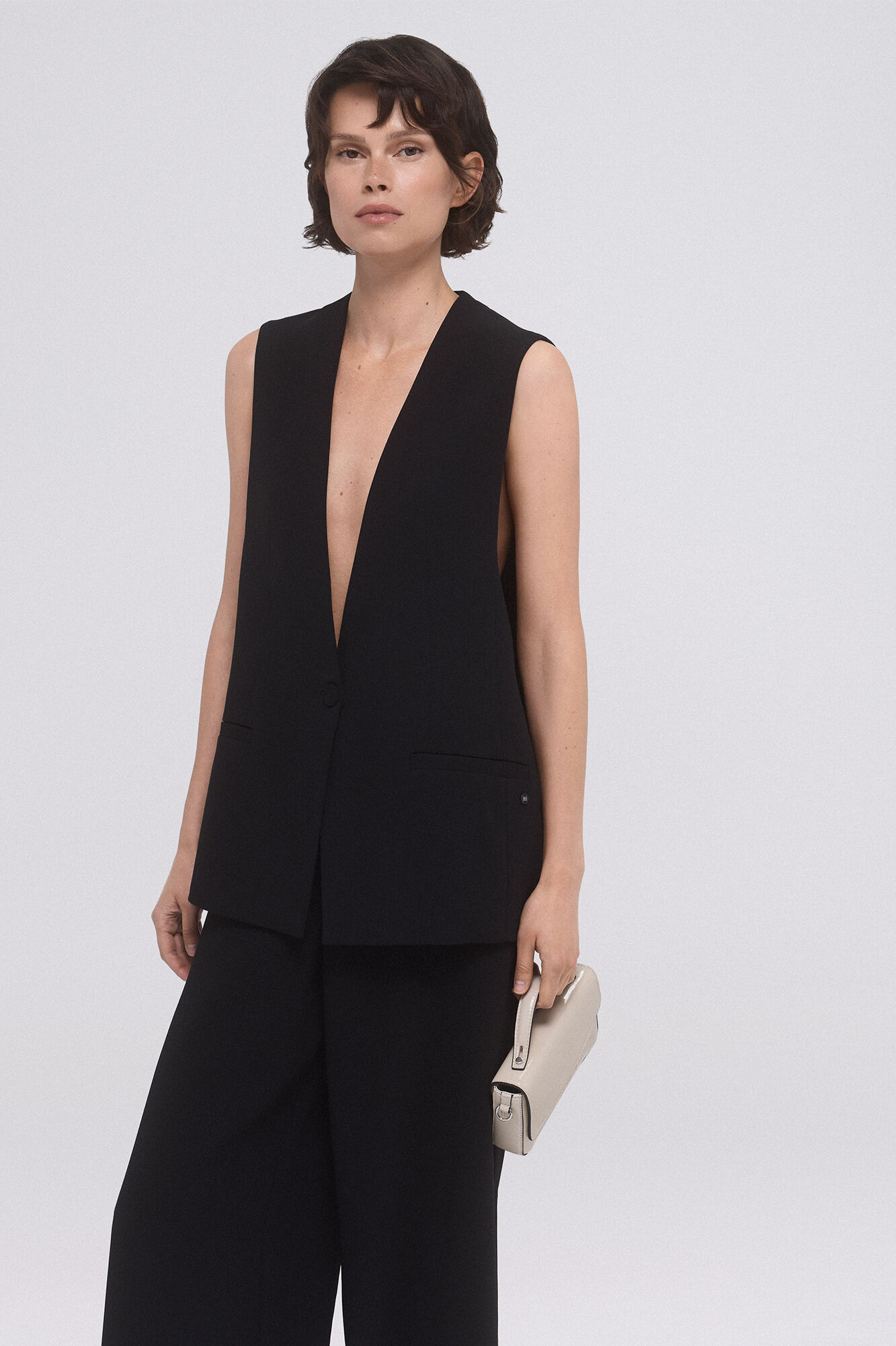 Pedro del Hierro Chaleco largo bot&oacute;n Negro