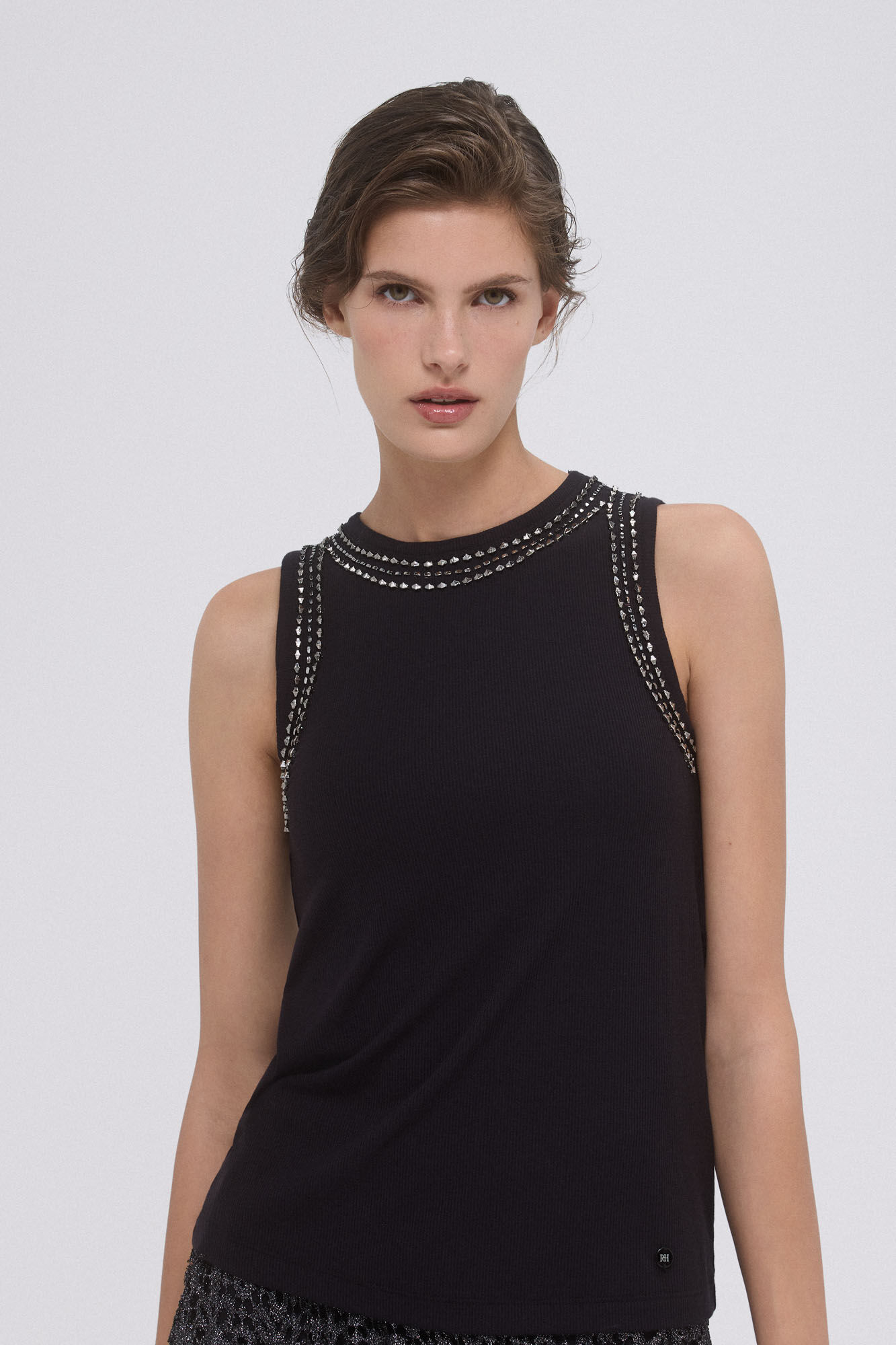 Pedro del Hierro Camiseta tirantes piedras Negro
