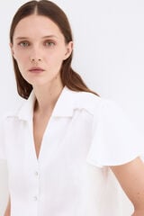 Pedro del Hierro Blusa em linho de manga curta Branco