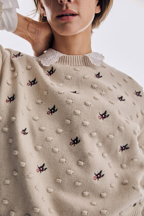 Pedro del Hierro Patterned jumper with embroidered details Beige