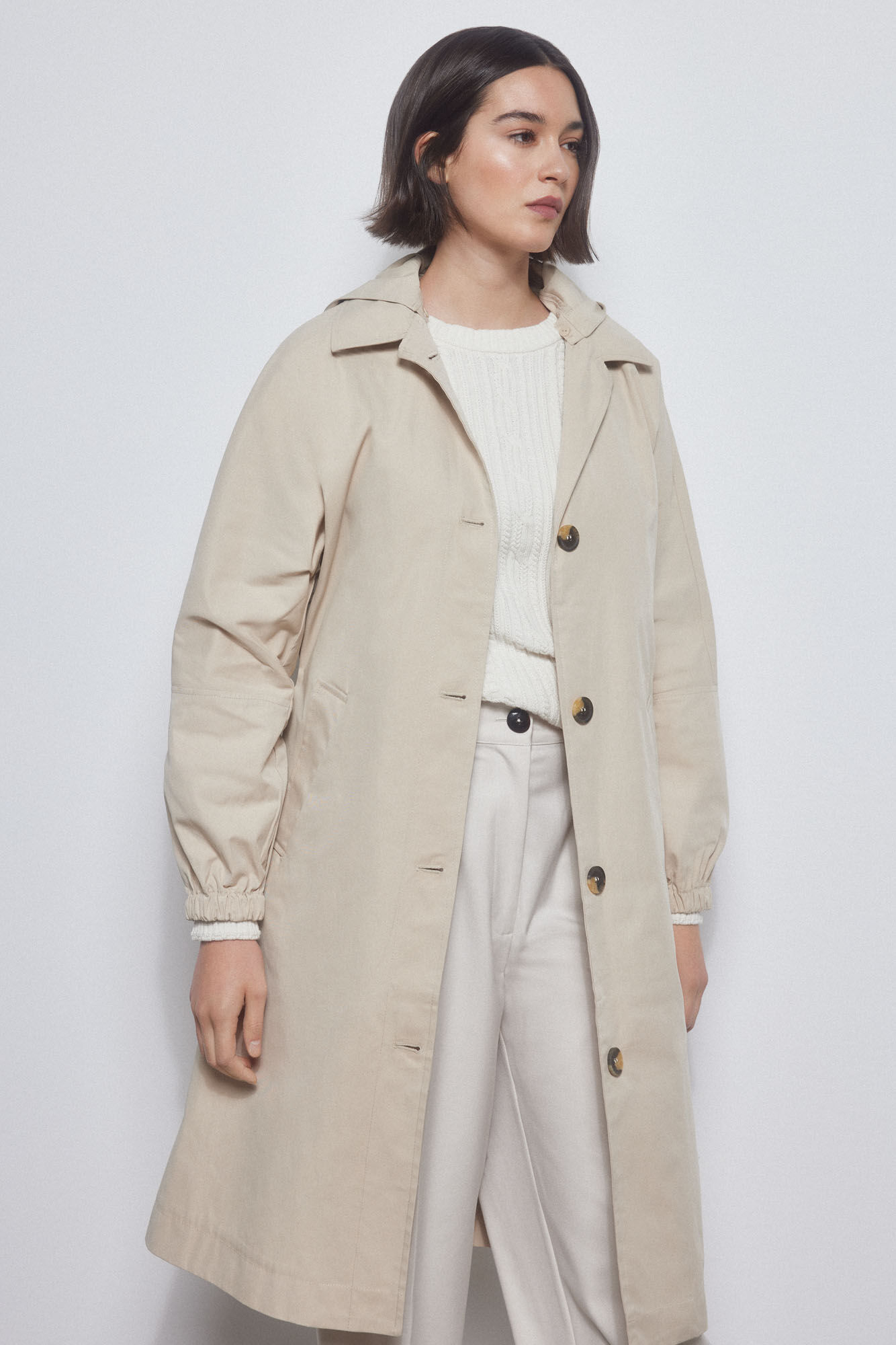 Pedro del Hierro Parka algodon capucha Beige