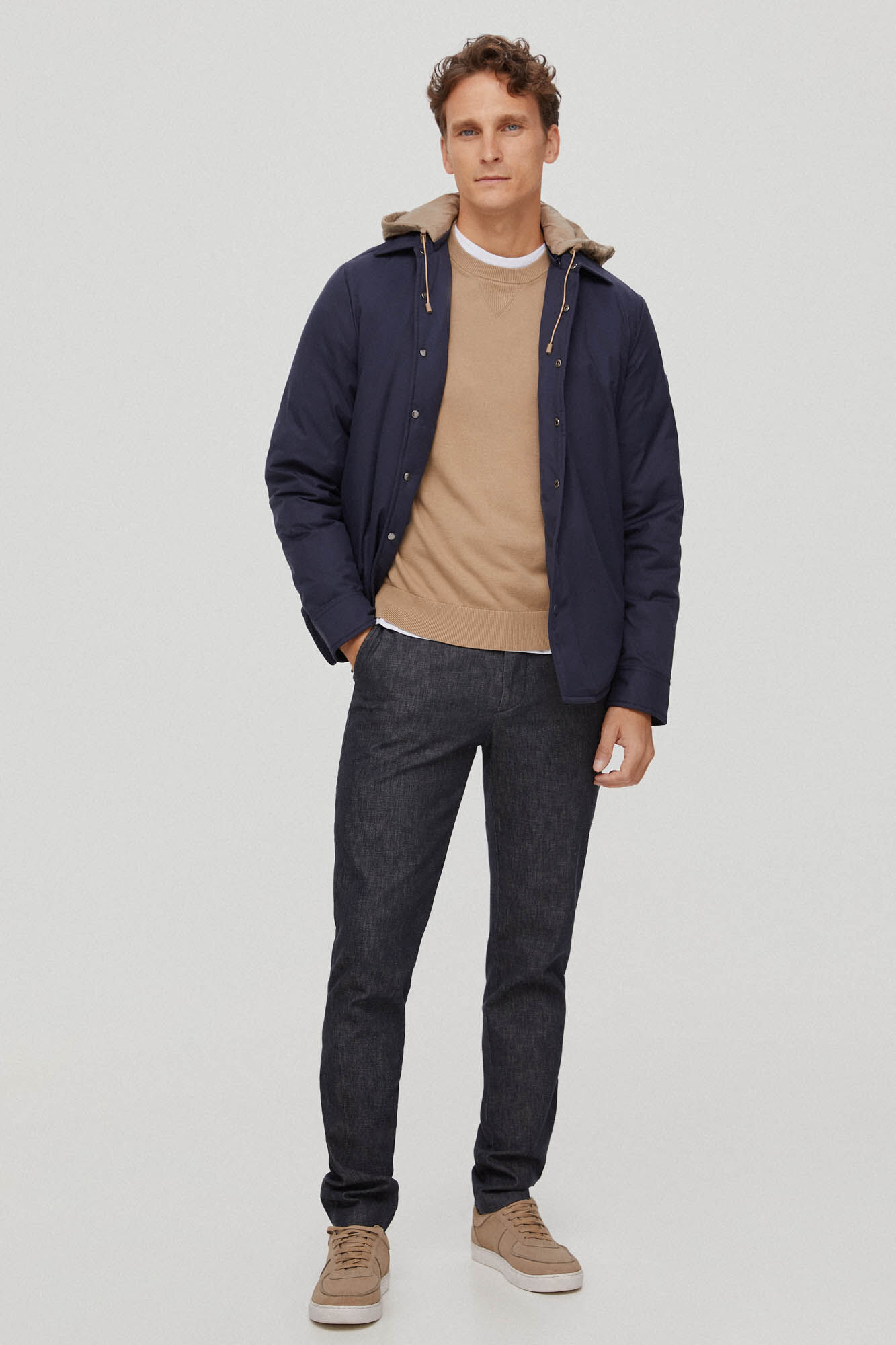 Pedro del Hierro Sobrecamisa con capucha Azul