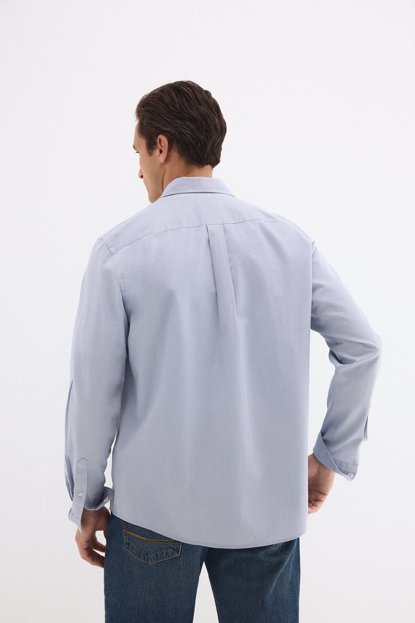 Pedro del Hierro Twill plain pocket shirt Blue