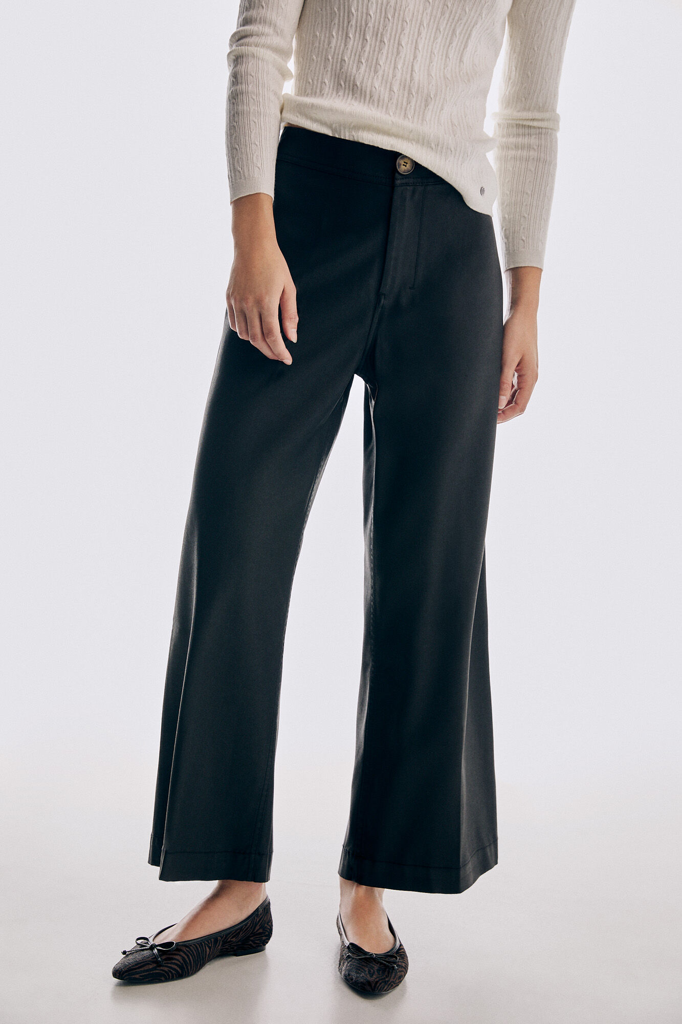 Pedro del Hierro Wide leg 100% TENCEL&reg; Lyocell seam-free trousers Black