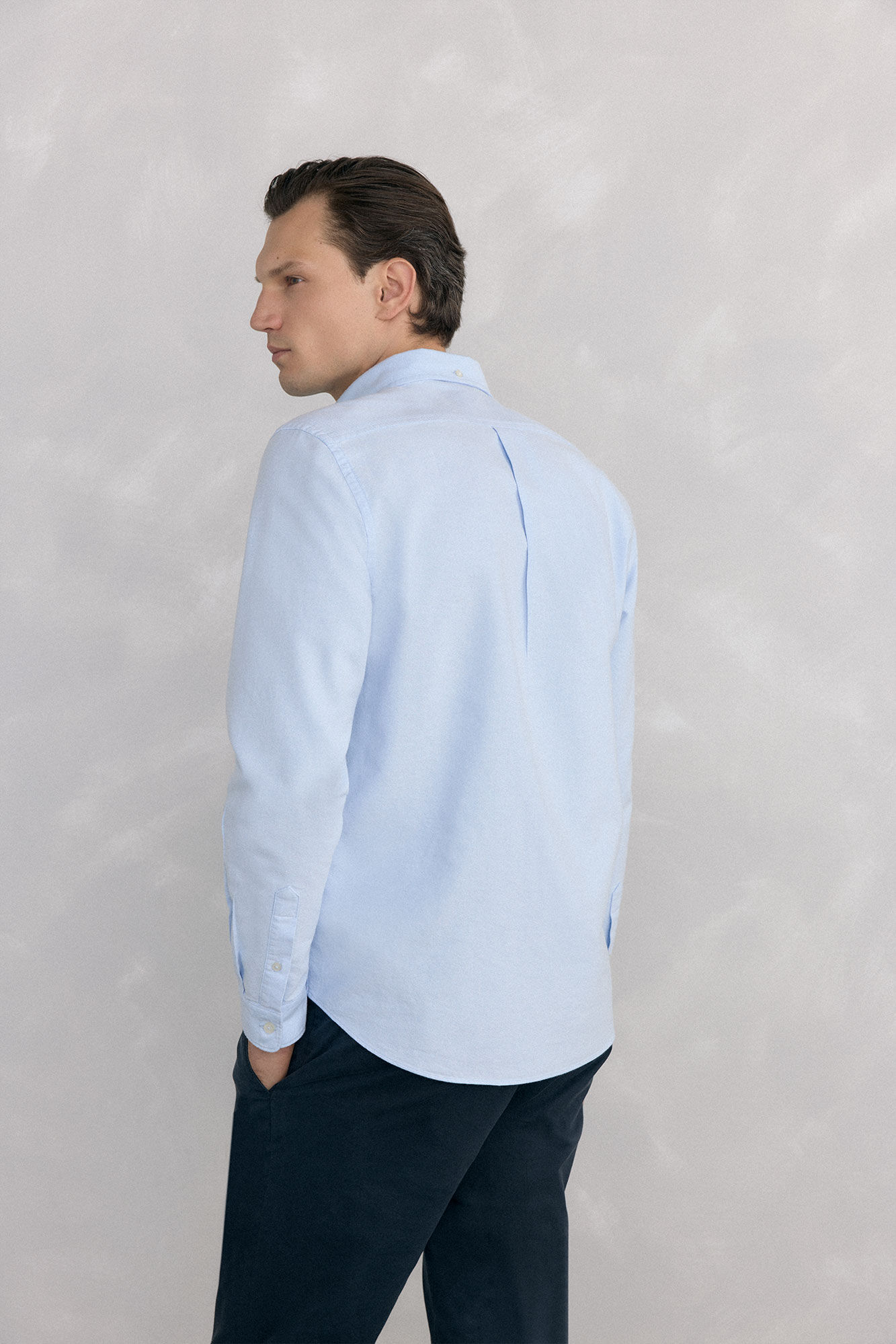 Pedro del Hierro Camisa ic&oacute;nica em oxford lisa Azul