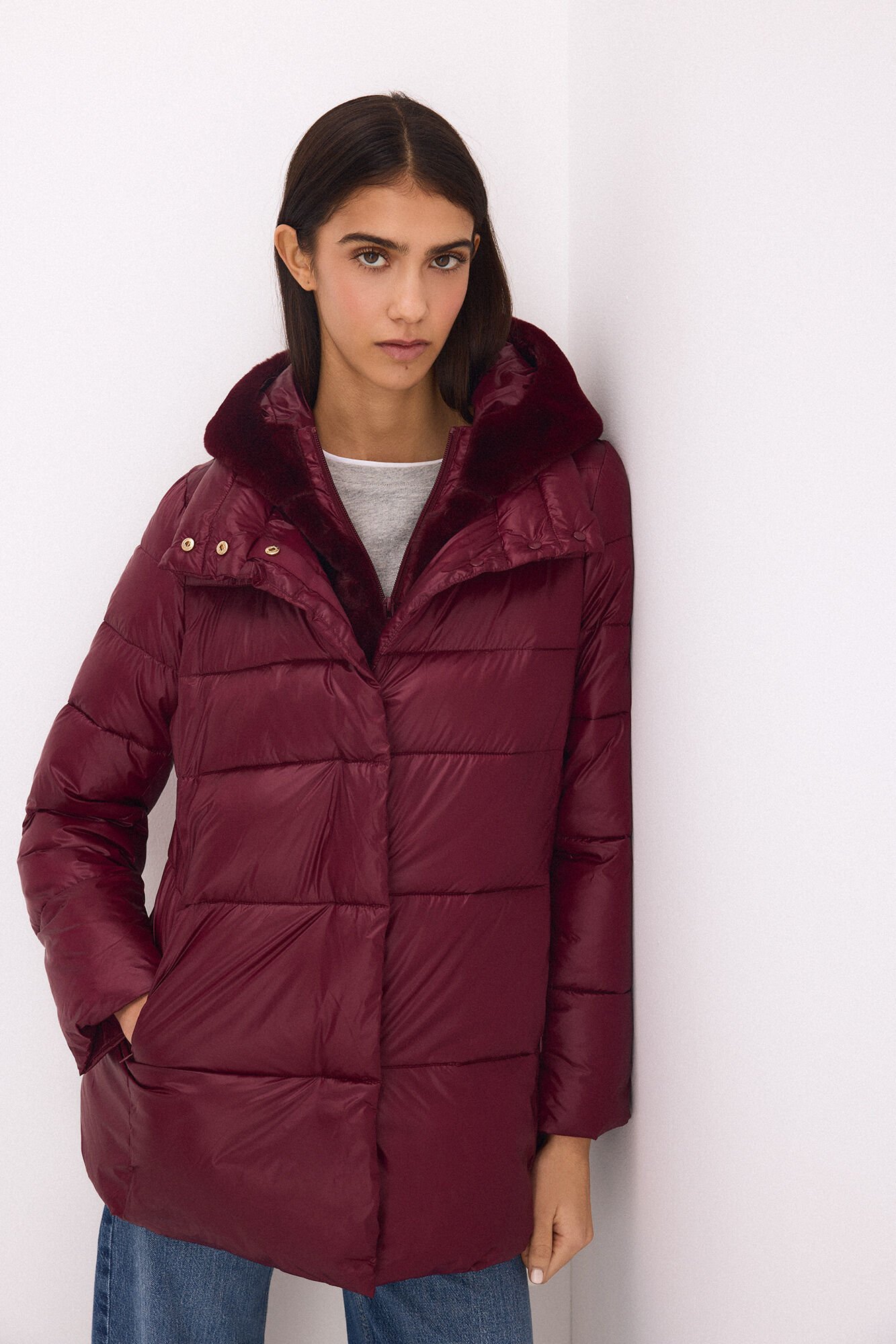 Pedro del Hierro Detachable gilet parka Red
