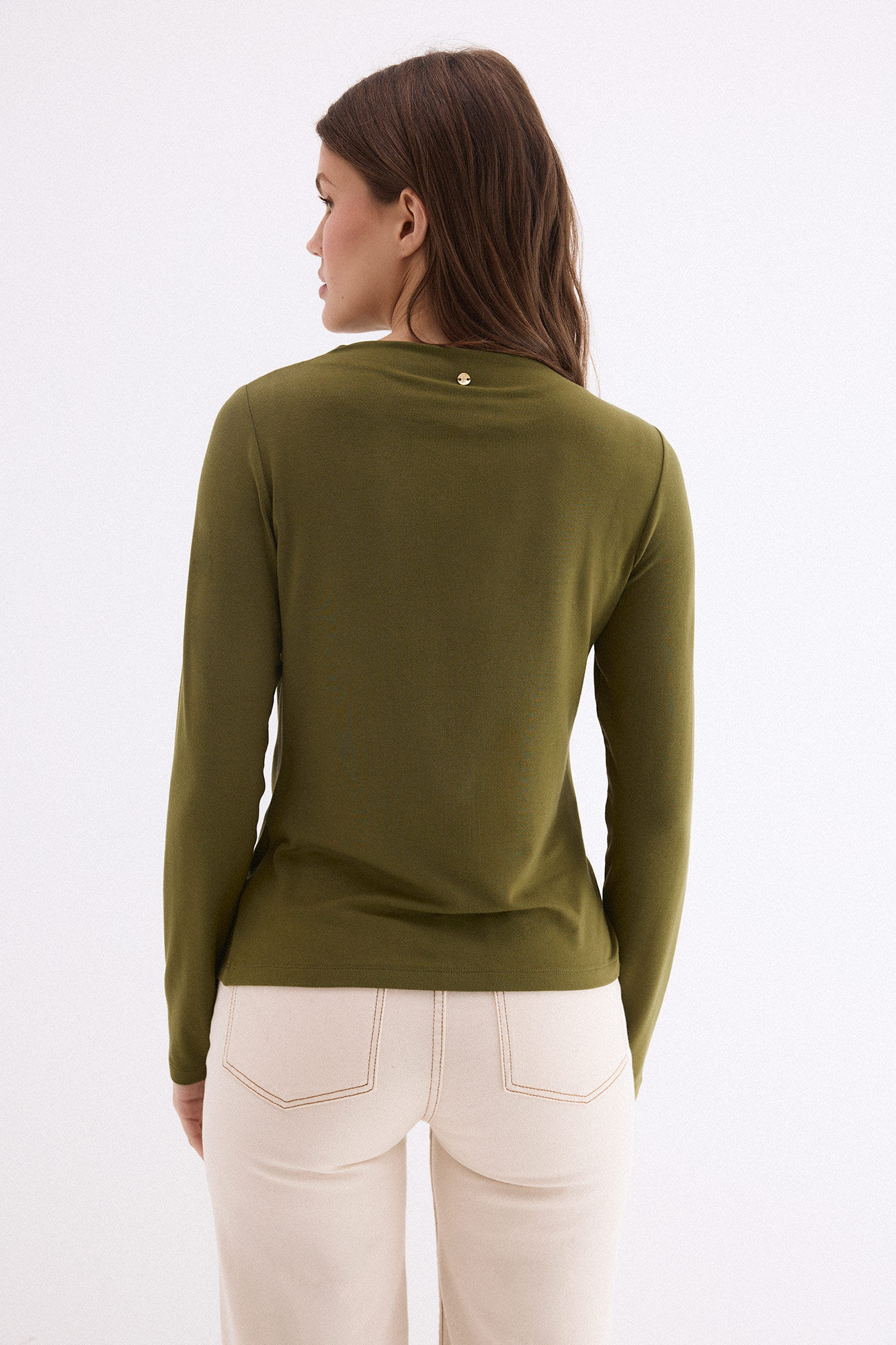Pedro del Hierro Draped high neck top Green