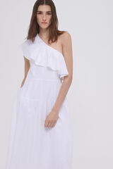 Pedro del Hierro Asymmetrical ruffle dress Ecru