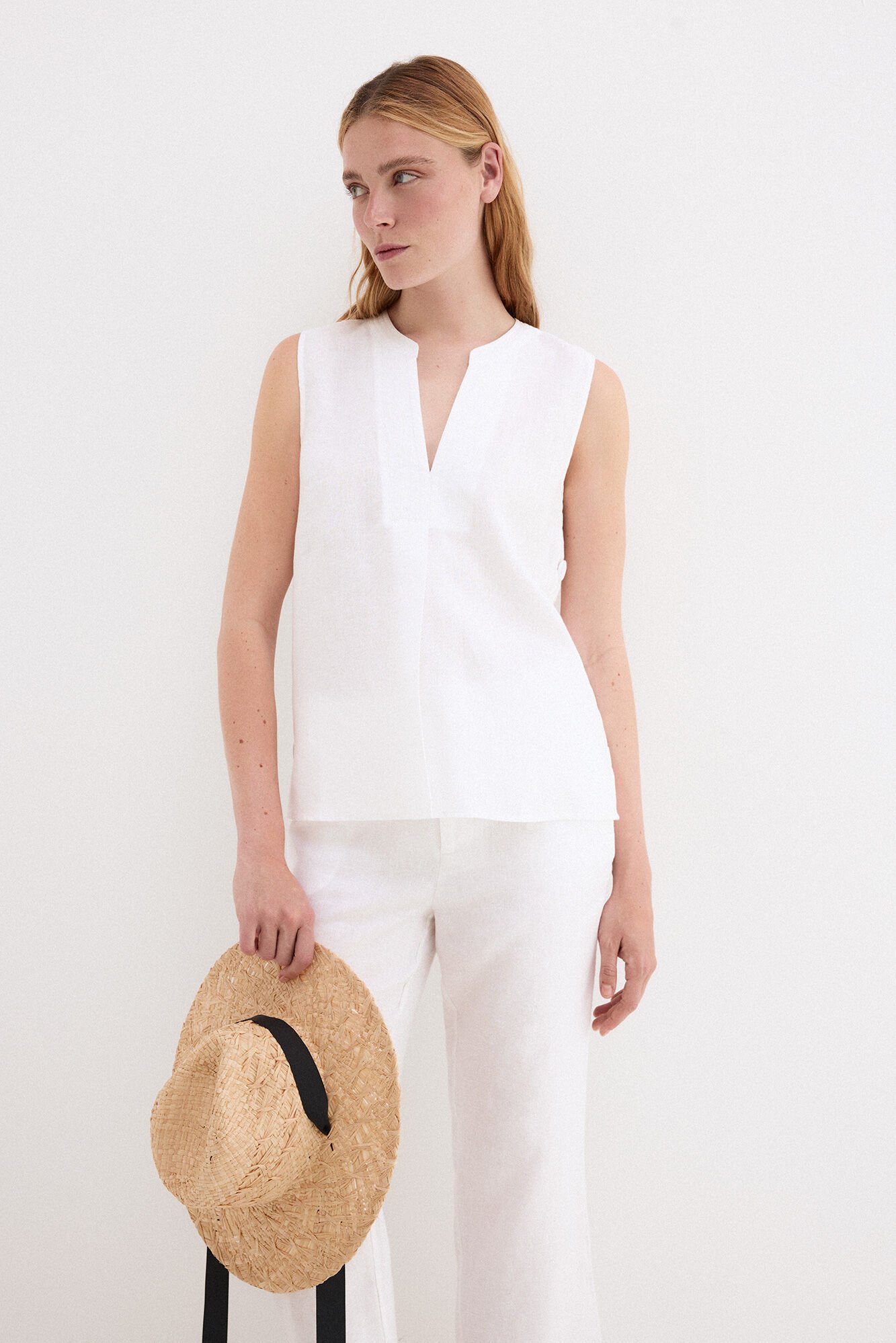 Pedro del Hierro Plain linen top White