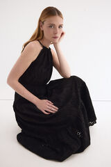 Pedro del Hierro Floral cotton halterneck dress Black