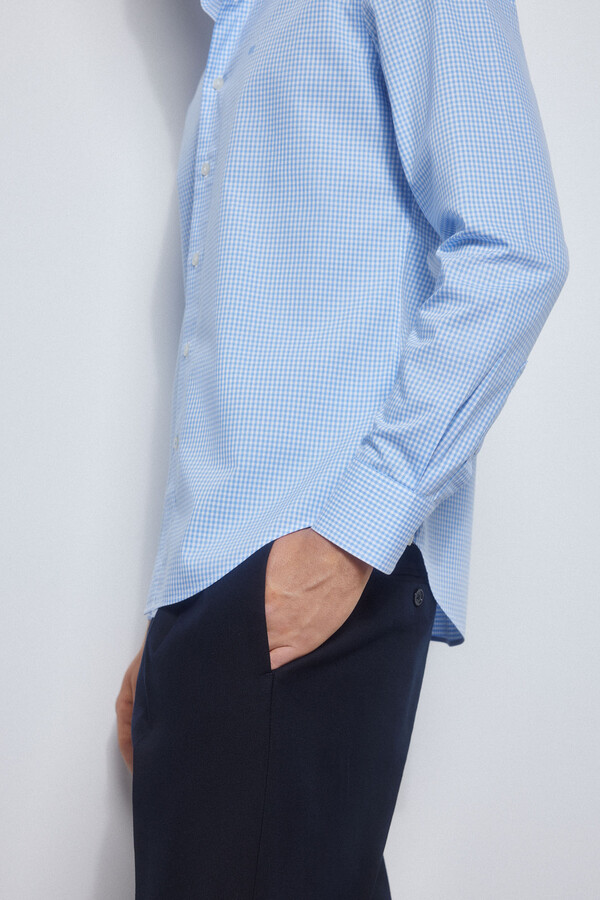 Pedro del Hierro camisa formal quadrados non iron + antimanchas slim fit Azul