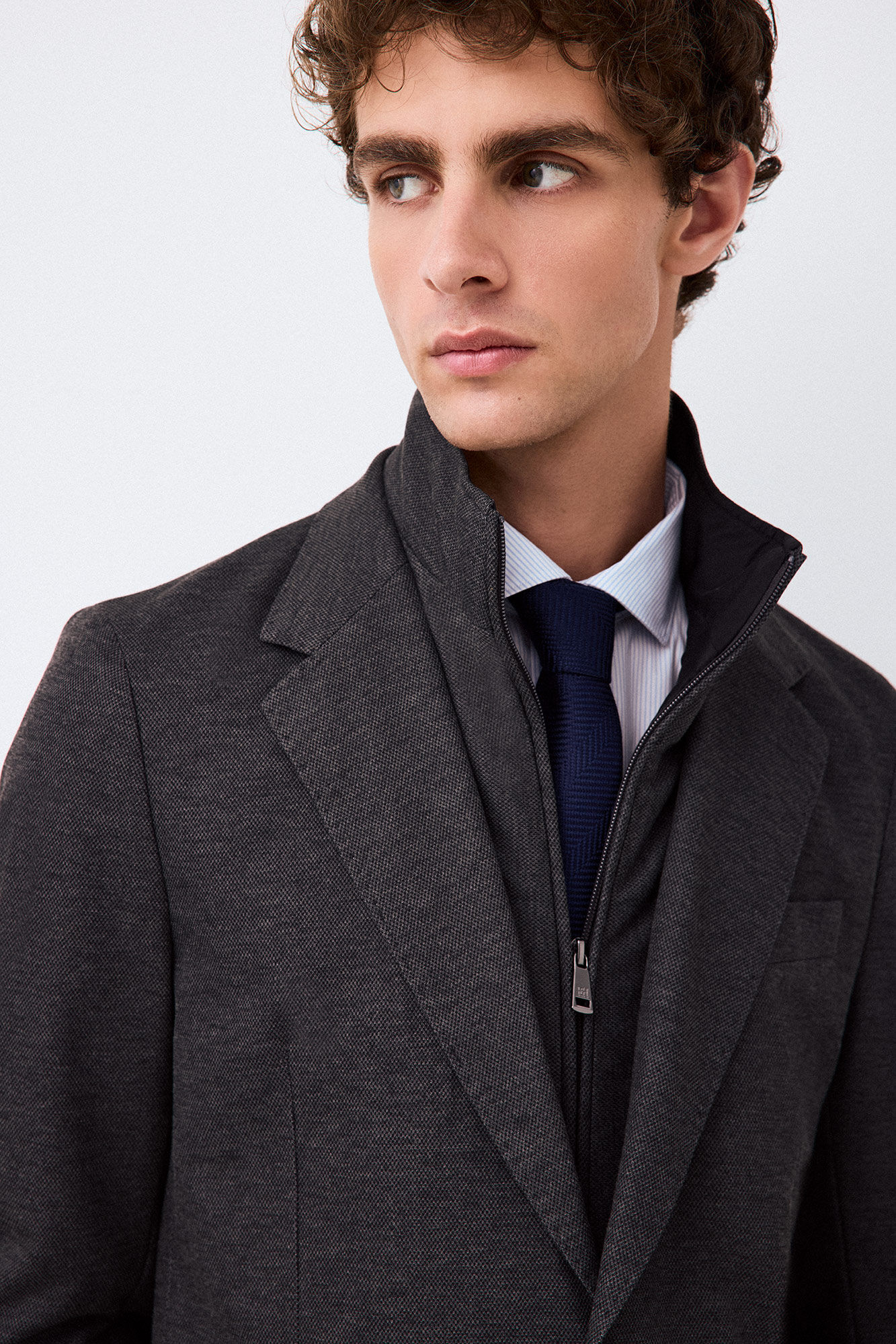 Pedro del Hierro Knit jacket with removable lining Grey