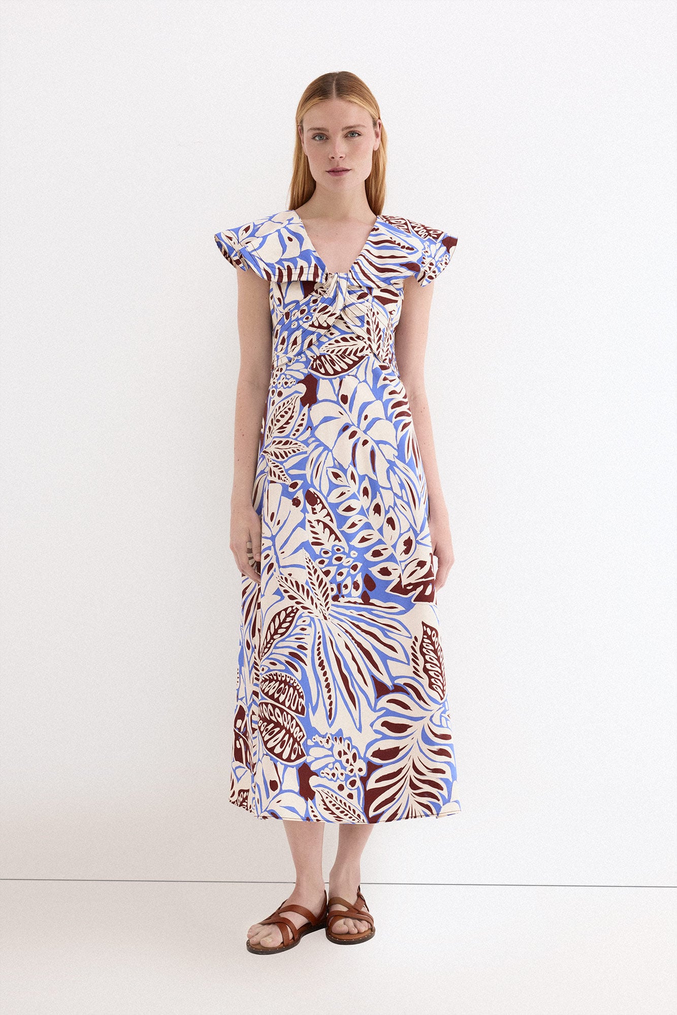 Pedro del Hierro Vestido midi com folhos