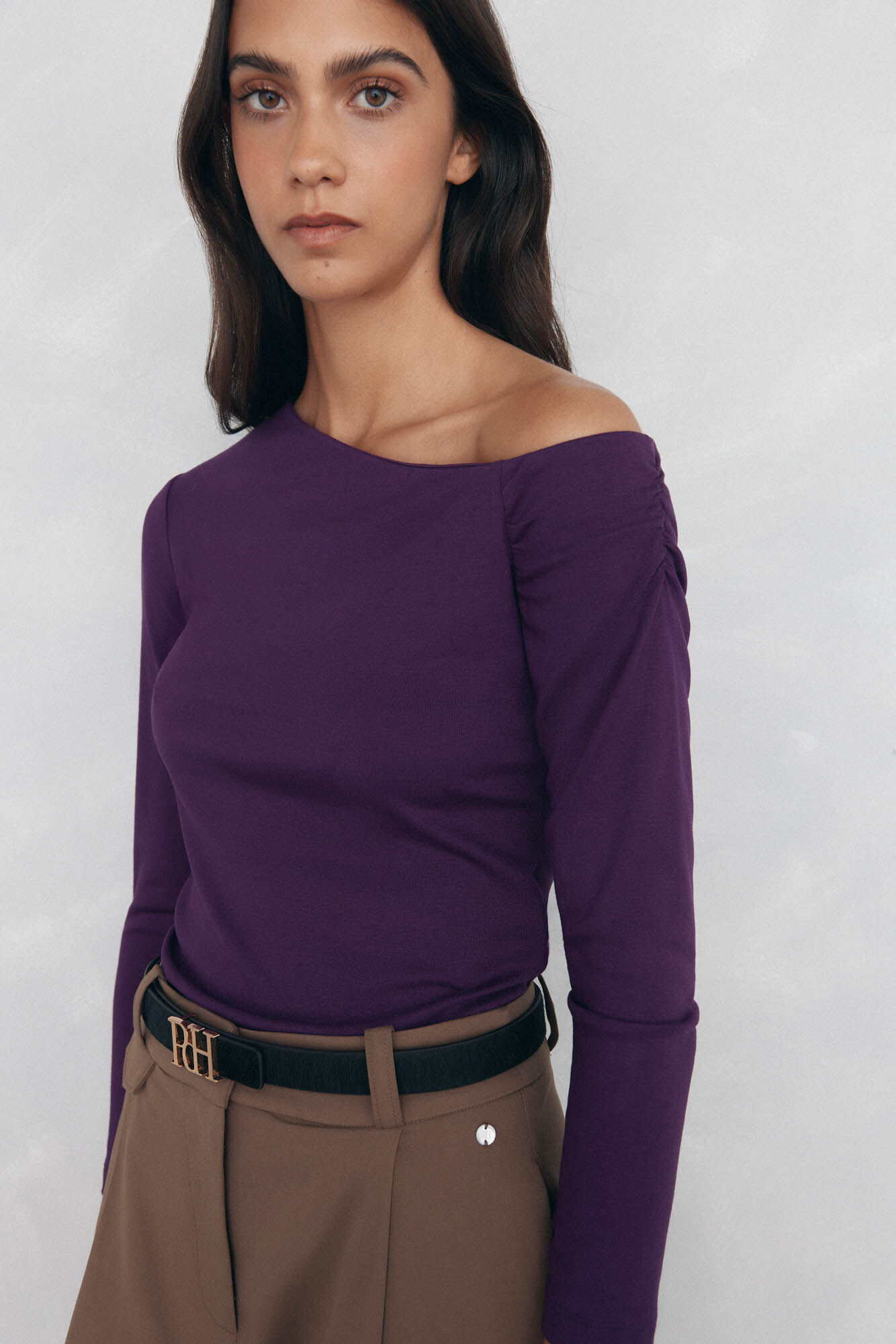 Pedro del Hierro Off shoulder t-shirt Purple