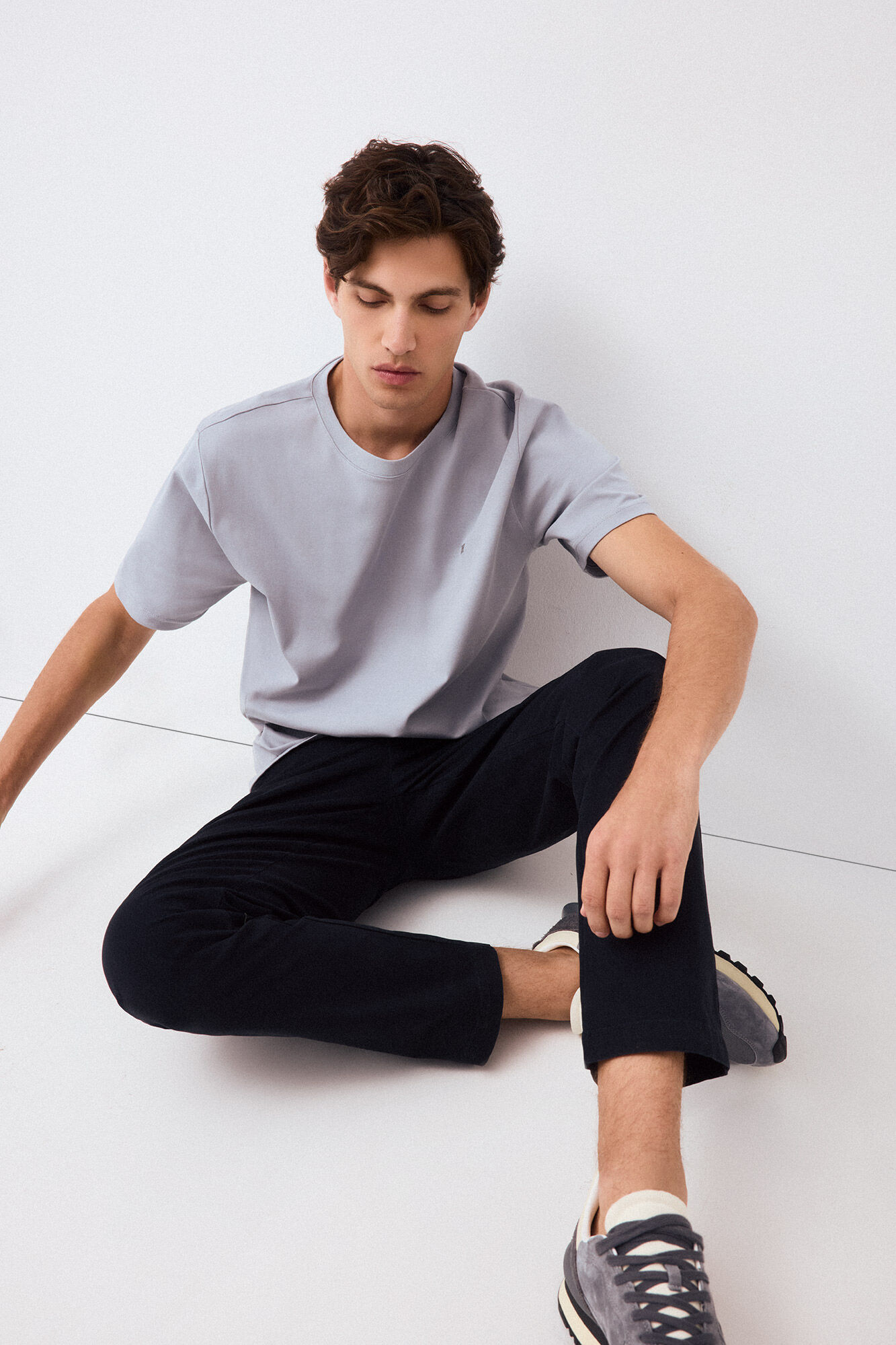 Pedro del Hierro Plain mercerized T-shirt Grey