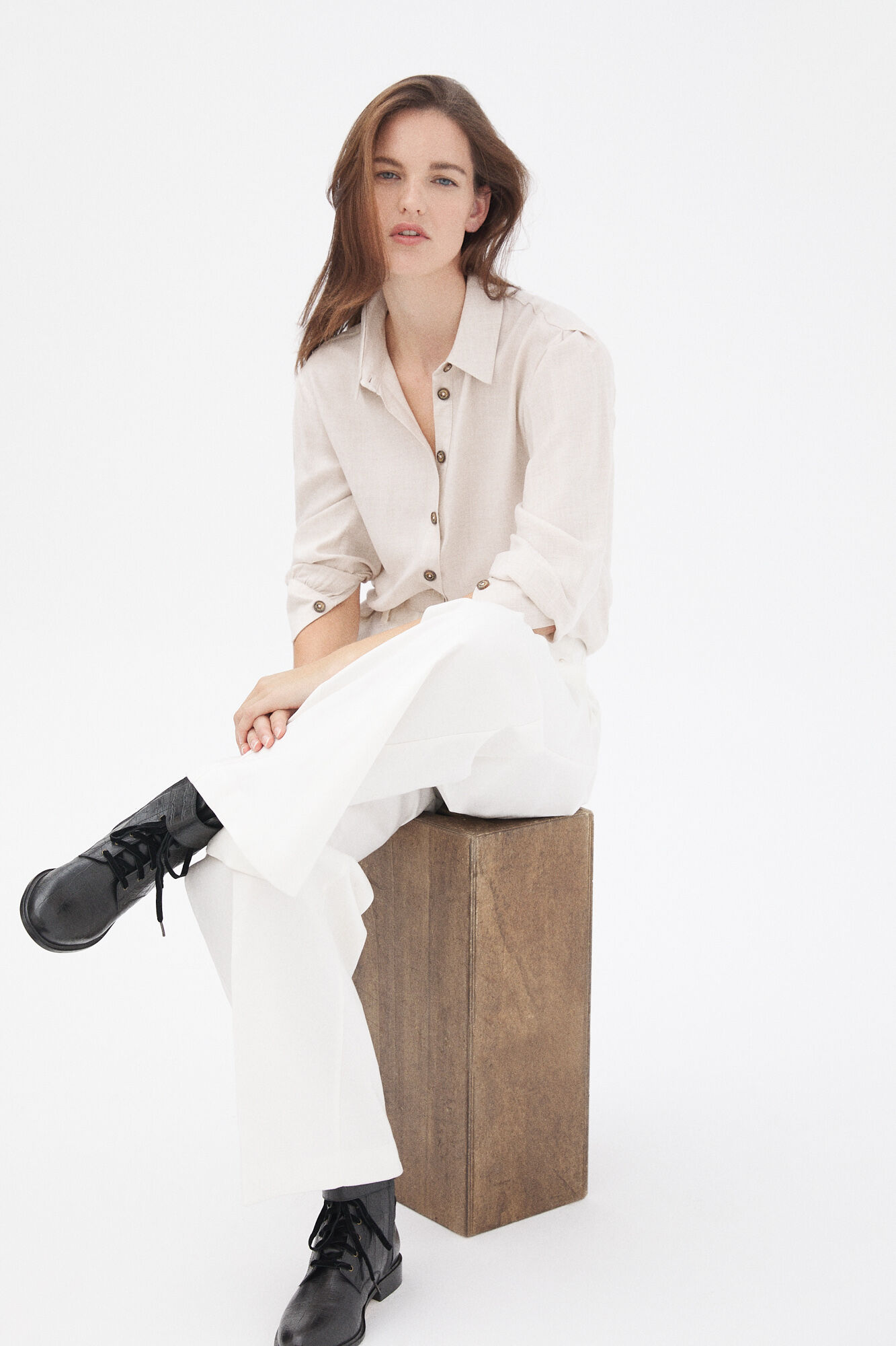 Pedro del Hierro Fluid viyella blouse Ecru